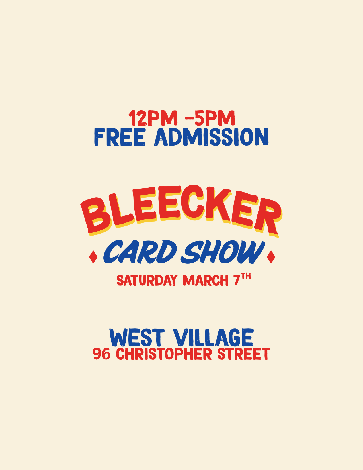 Bleecker Card Show (WV) | March 7th Noon - 5 PM
