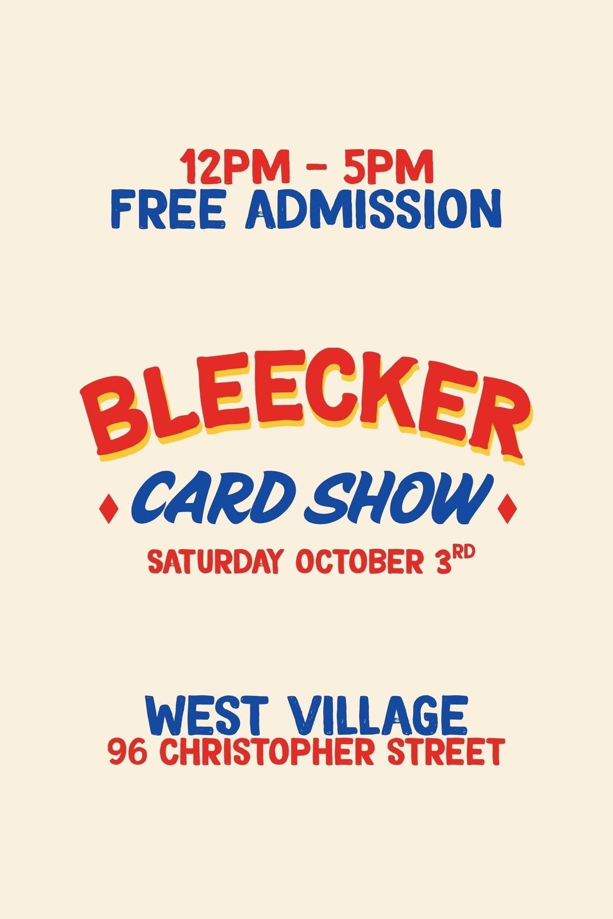 Bleecker Card Show (WV) | October 3rd 12 PM - 5 PM