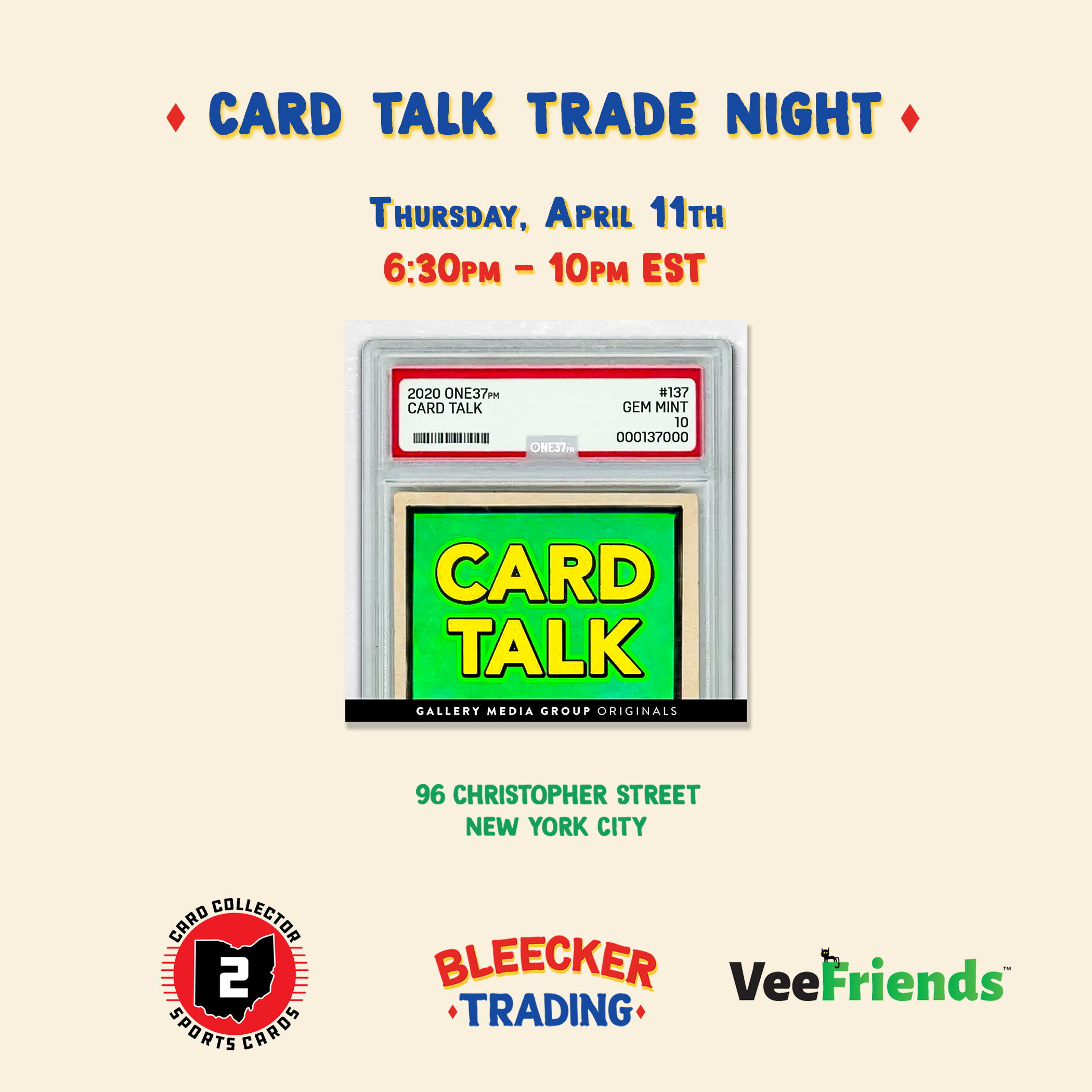 April 11th Card Talk Trade Night with Ryan Tyler and Lou!