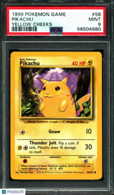 image 1999 Pokemon Game #58 Pikachu Yellow Cheeks PSA 9