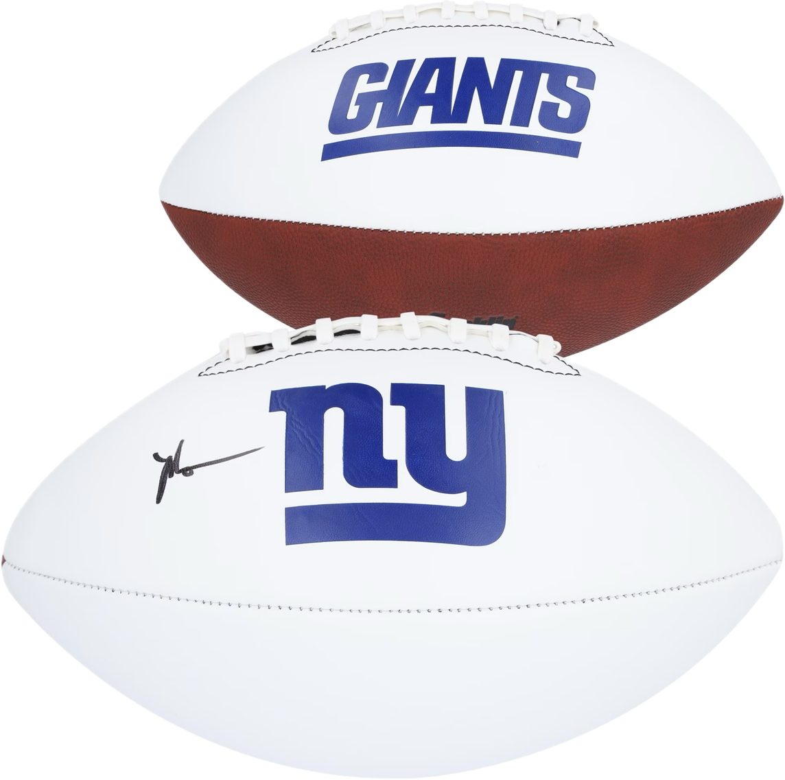 Malik Nabers New York Giants Autographed Franklin White Panel Football NFL Fanatics COA Auto