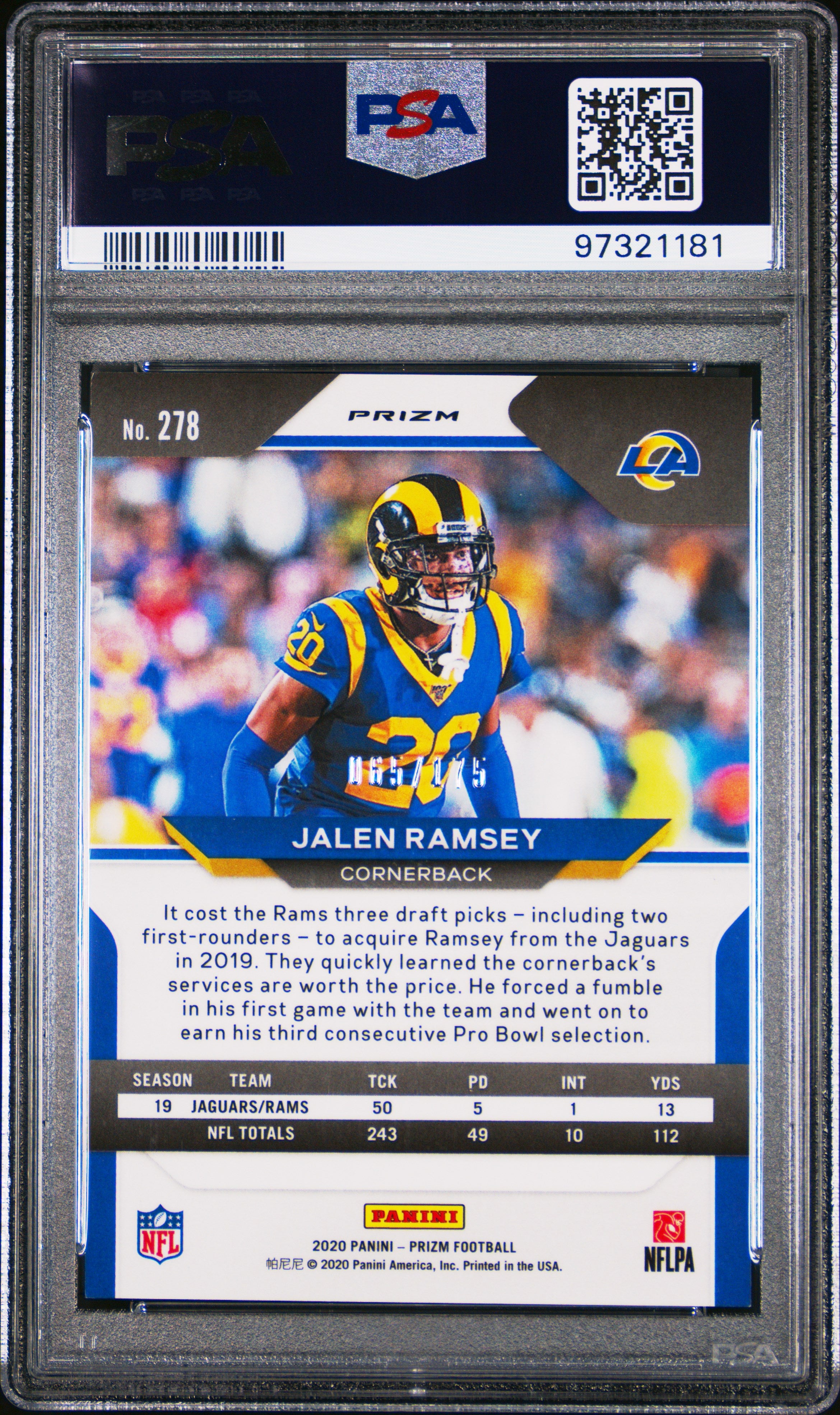 2020 Panini Prizm Jalen Ramsey #278 Hyper PSA 10