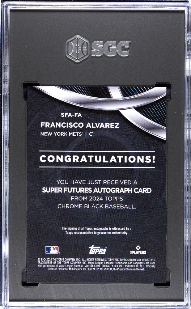2024 Topps Chrome Black Francisco Alvarez #SFA-FA Super Fut. Autograph Gold Refractor SGC 10