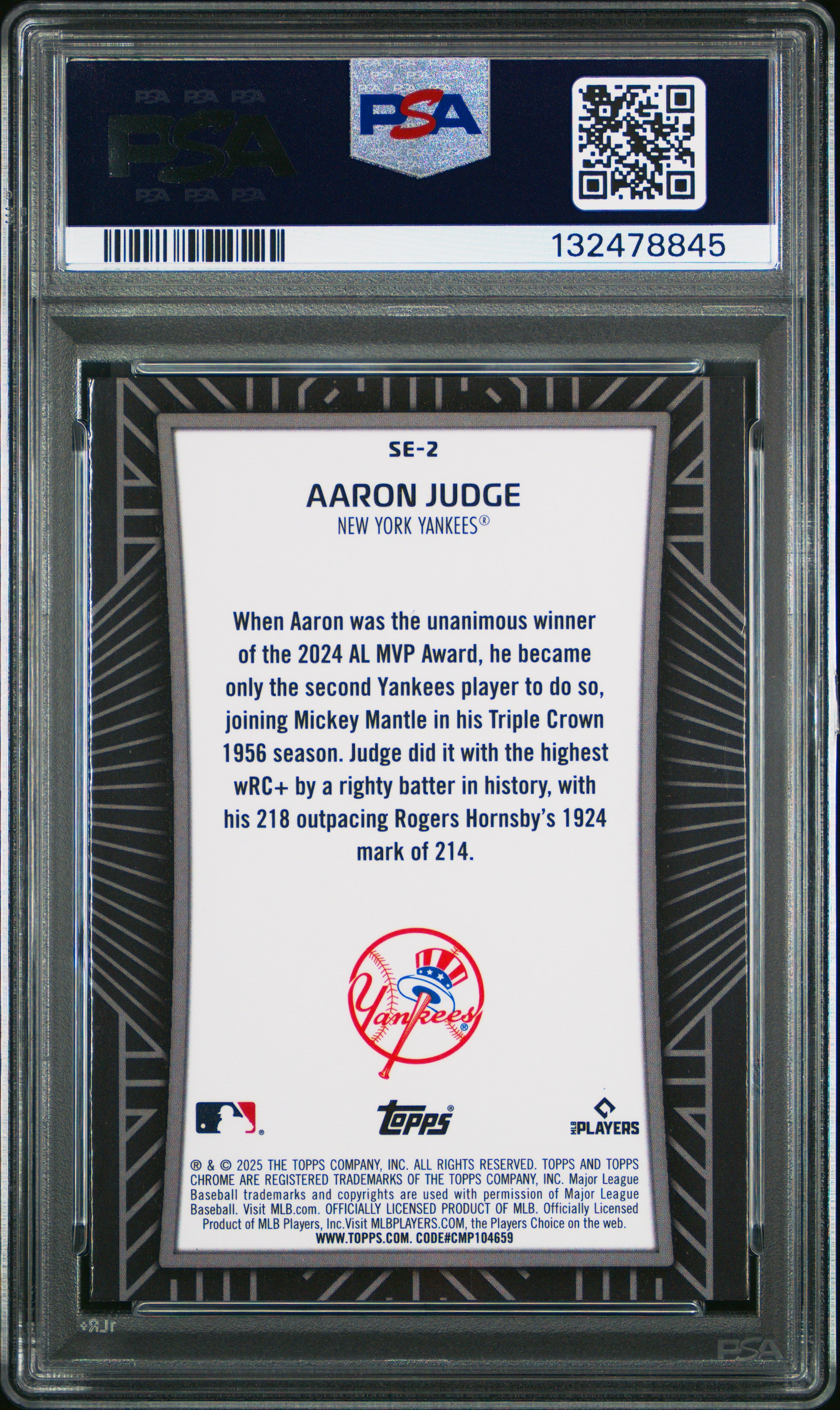 2025 Topps Chrome Shadow Etch Baseball Aaron Judge #SE2 PSA 10