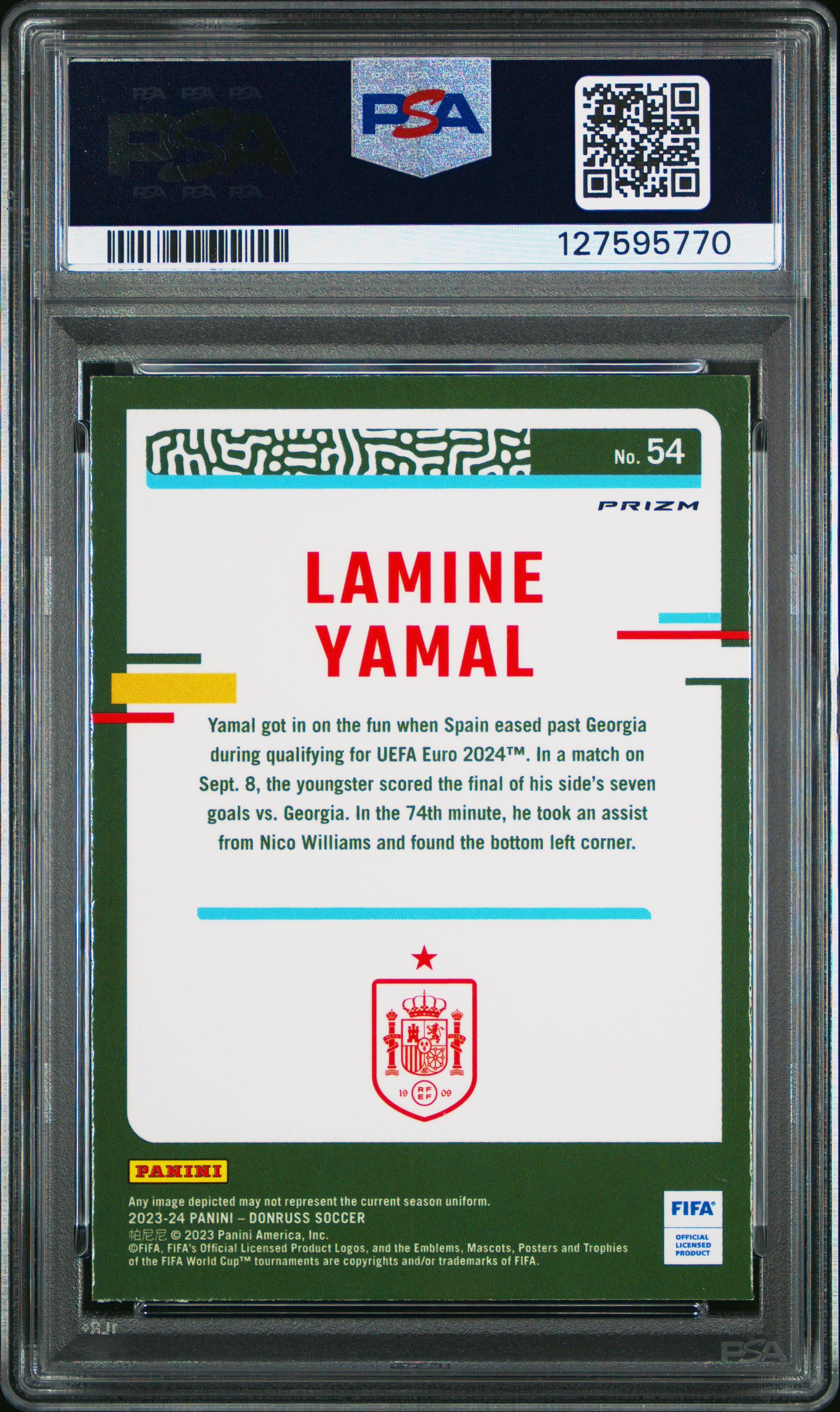 2023-24 Panini Donruss FIFA Soccer Lamine Yamal #54 Optic Holo PSA 10