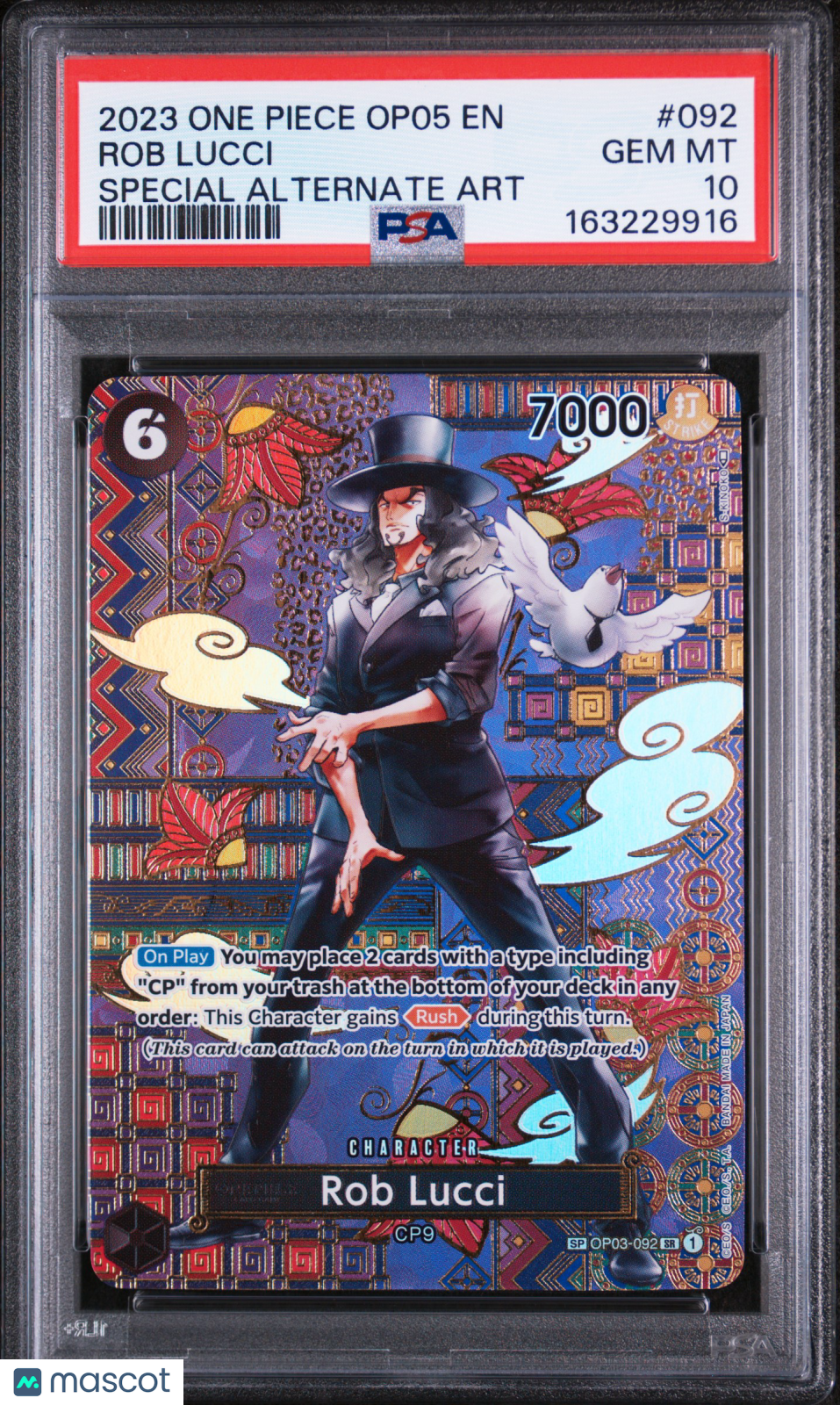 2023 One Piece Op05-Awakening Of The New Era Rob Lucci #092 Special Alternate Art PSA 10