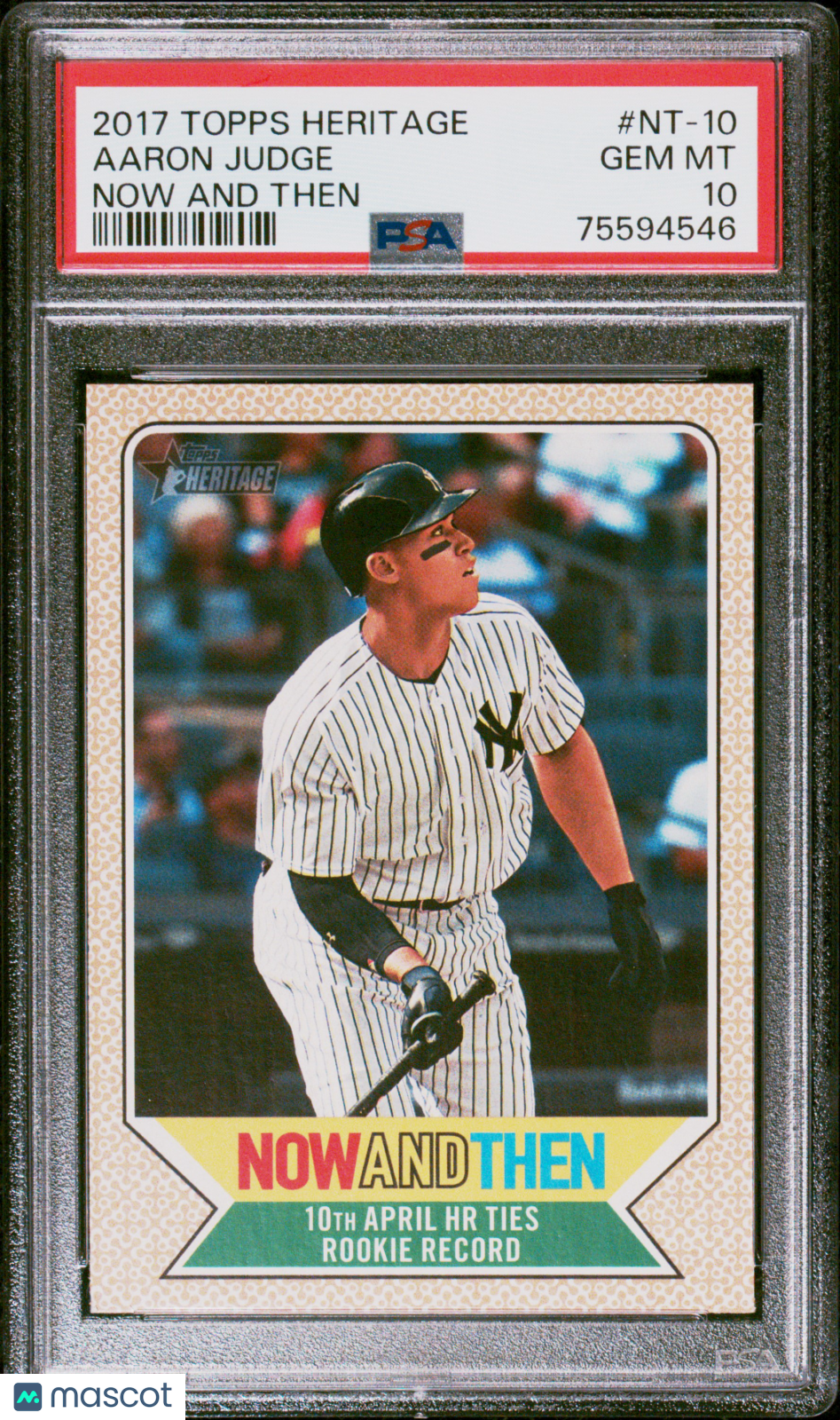 2017 Topps Heritage Now And Then Baseball Aaron Judge #NT-10 PSA 10