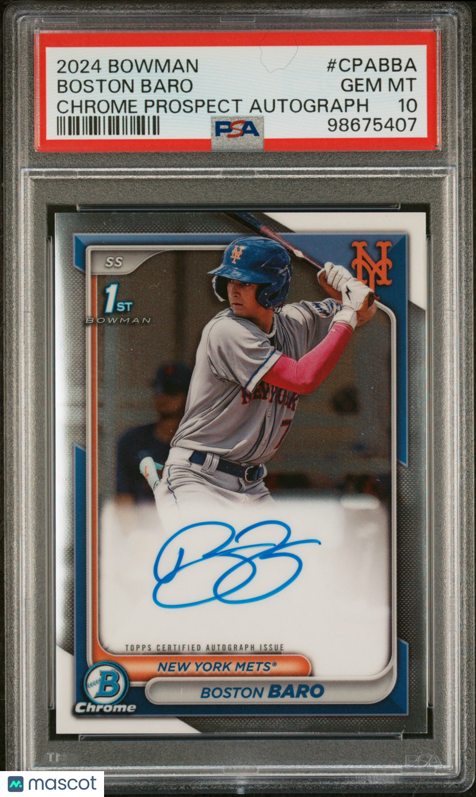 2024 Bowman Chrome Prospect Autographs Boston Baro #CPABBA PSA 10