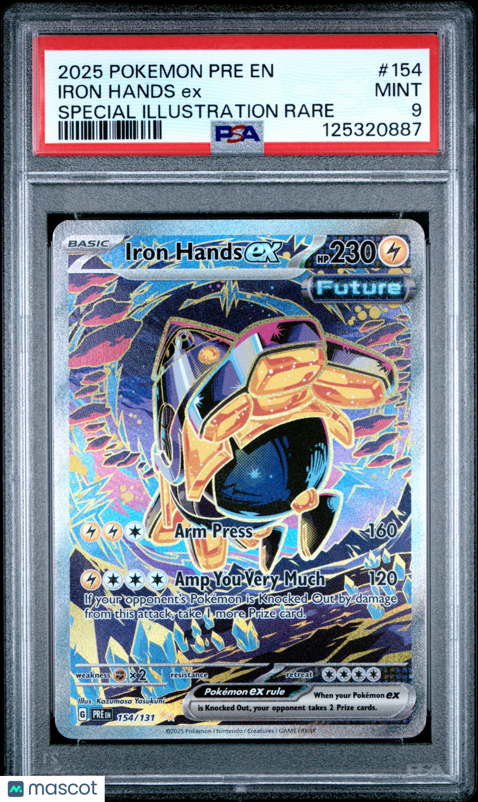 2025 Pokemon Pre EN-Prismatic Evolutions Iron Hands EX #154 Special Illustration Rare PSA 9