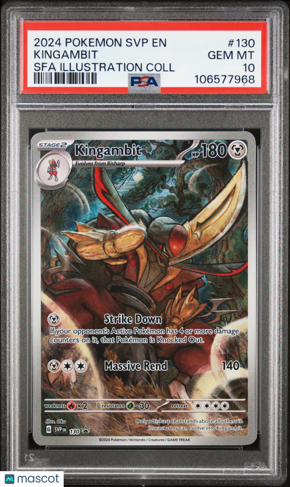 2024 Pokemon SVP EN-SV Black Star Promo Kingambit #130 Sfa Illustration Coll PSA 10