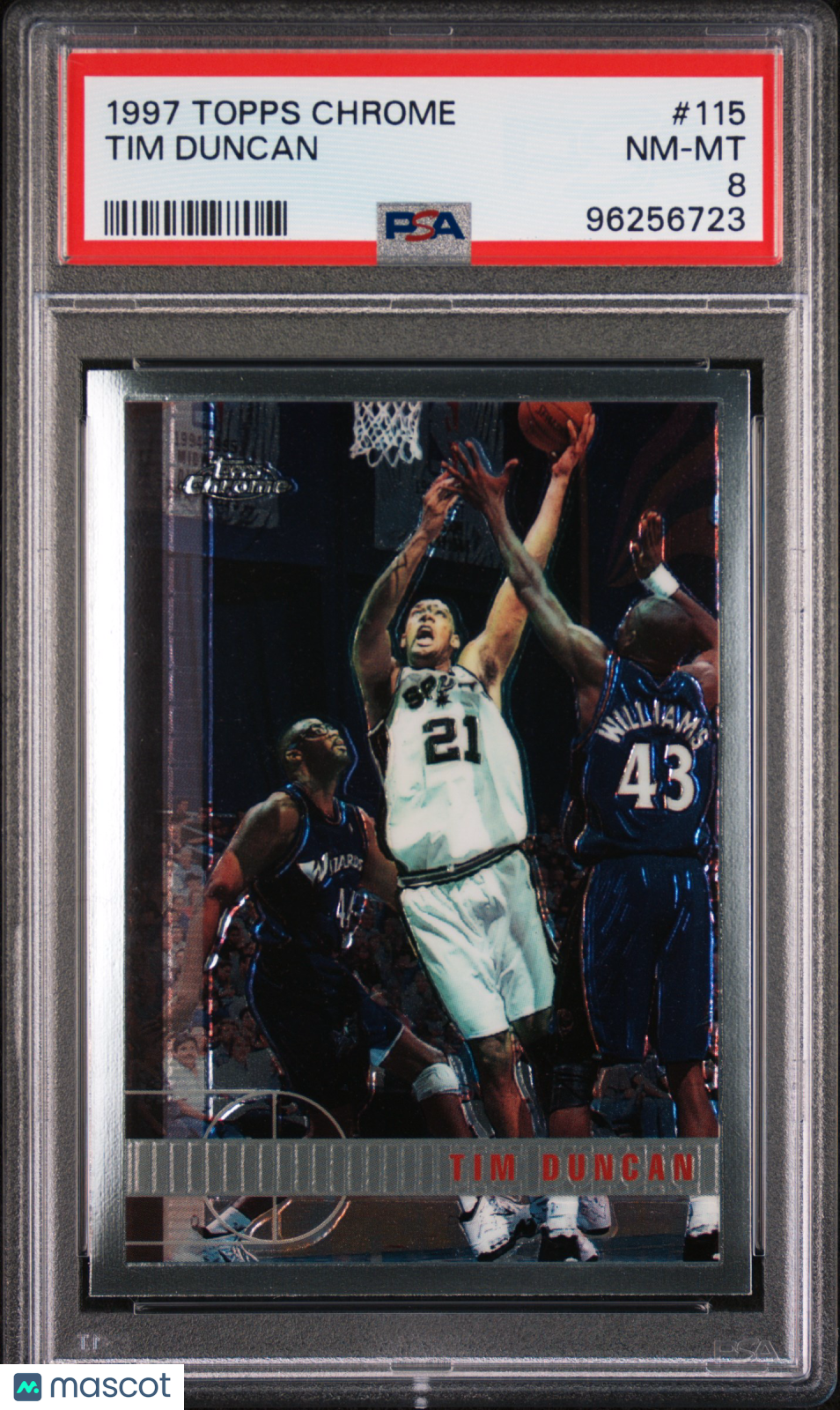 1997 Topps Chrome Basketball Tim Duncan #115 PSA 8