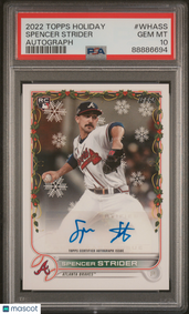 image 2022 Topps Holiday Autographs Spencer Strider #WHASS PSA 10