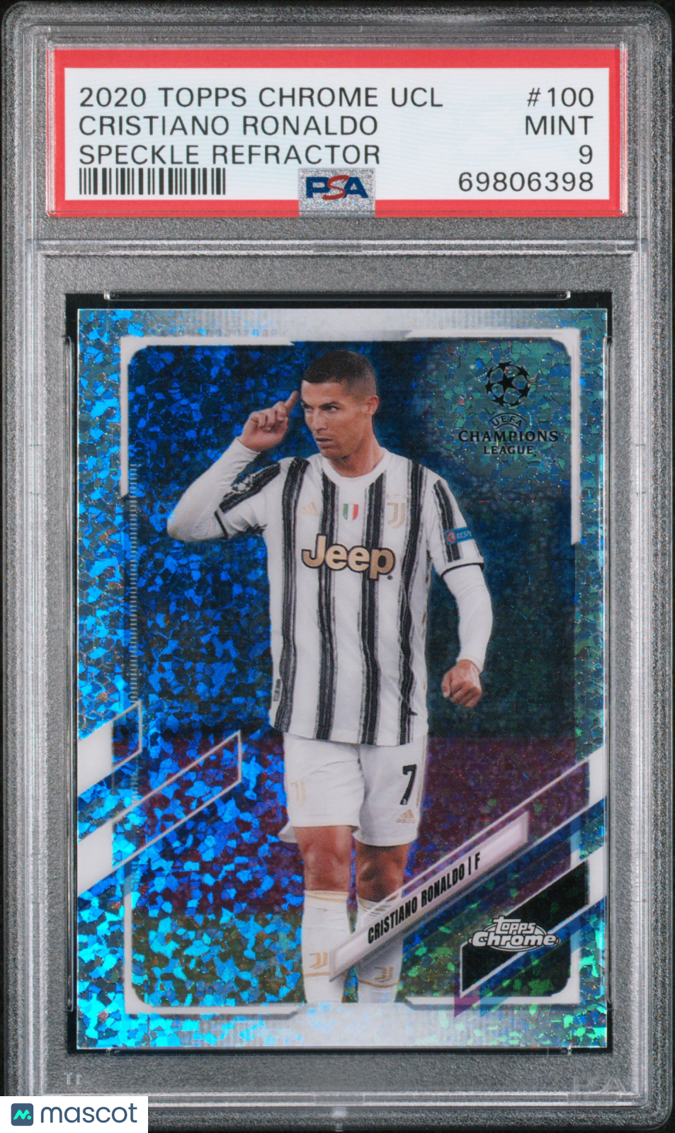 2020 Topps Chrome UEFA Champions League Soccer Cristiano Ronaldo #100 Speckle Refractor PSA 9