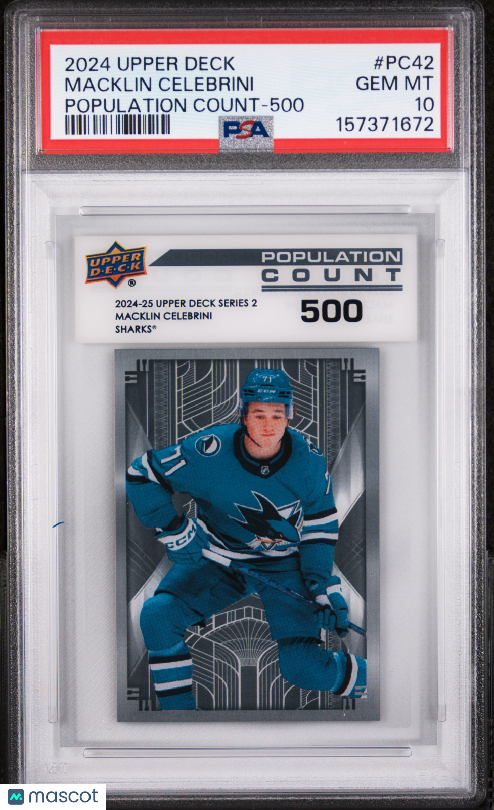 2024 Upper Deck Population Count 1000 Hockey Macklin Celebrini #PC42 500 PSA 10
