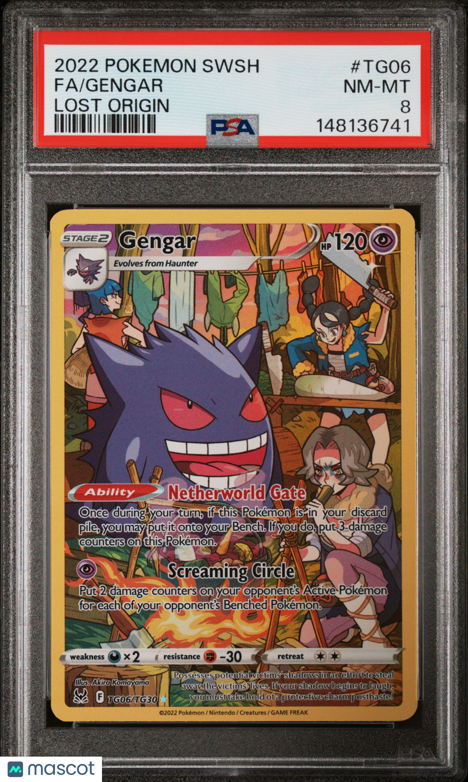 2022 Pokemon Sword & Shield Lost Origin Gengar #TG06 Fa Lost Origin PSA 8