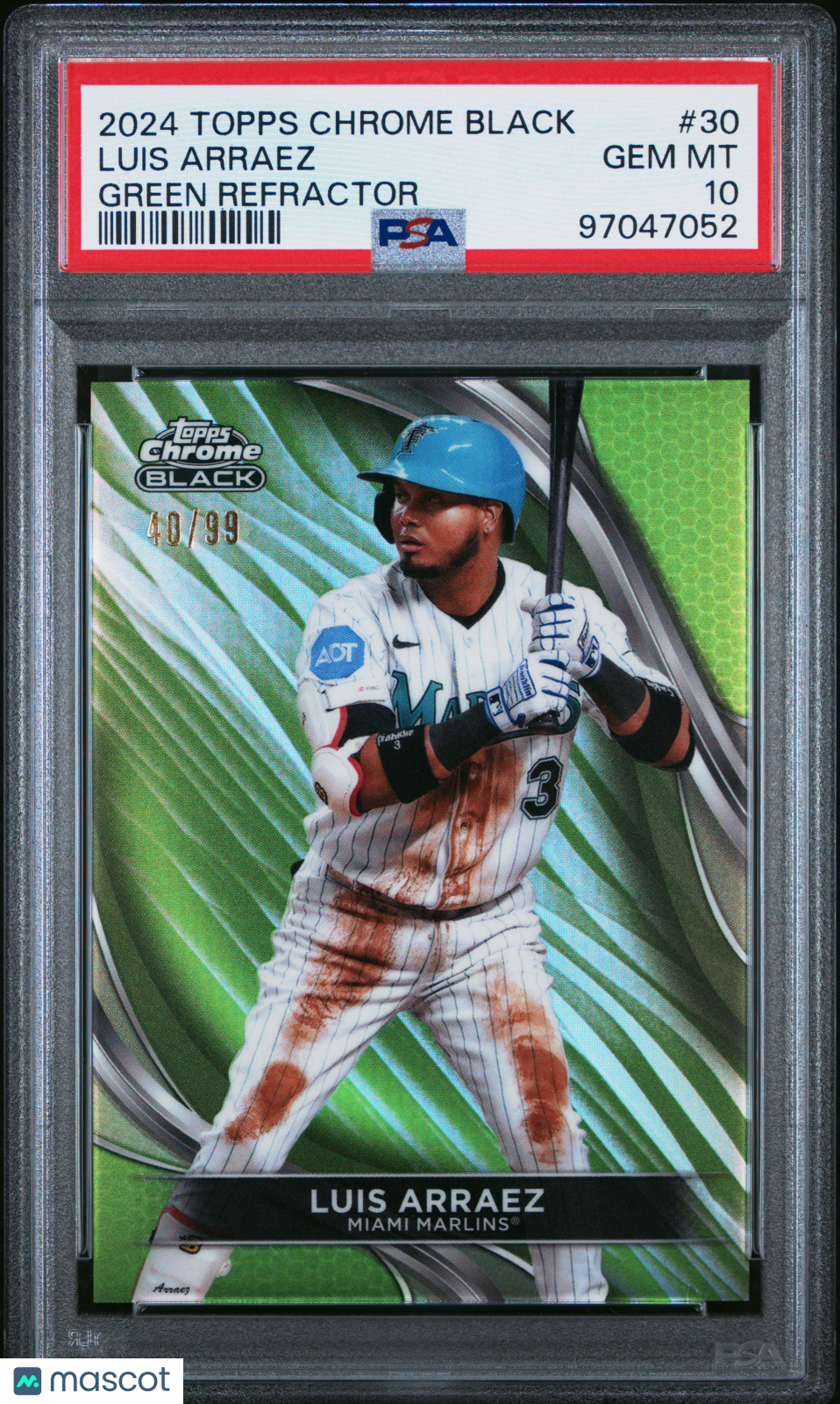2024 Topps Chrome Black Luis Arraez #30 Green Refractor PSA 10
