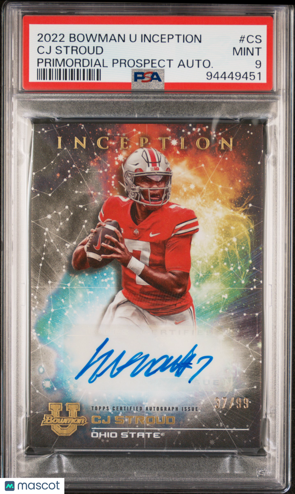 2022 Bowman University Inception Primordial Prospect Autographs Multi-Sport CJ Stroud #CS Autograph PSA 9