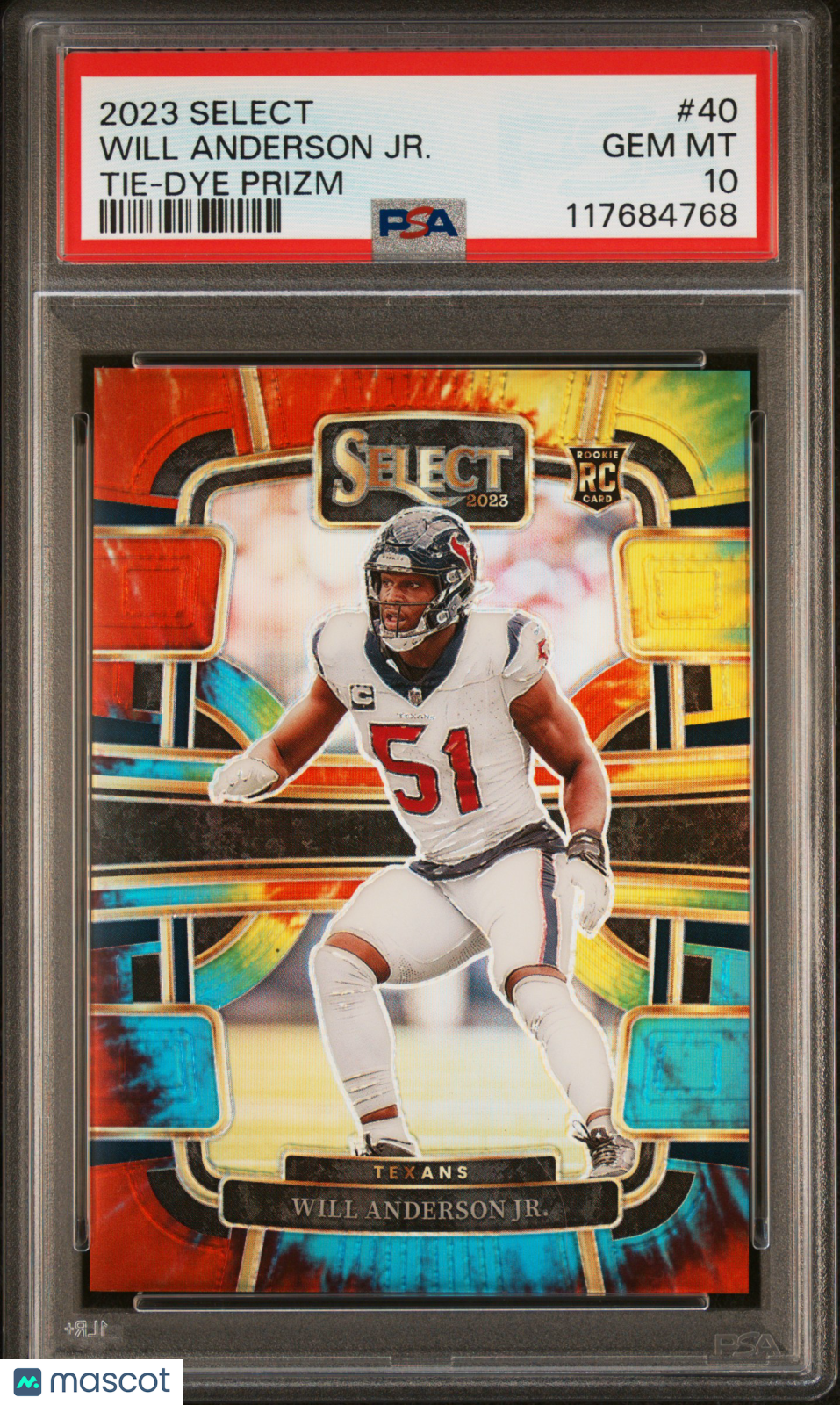 2023 Panini Select Will Anderson JR. #40 Tie Dye Prizm PSA 10