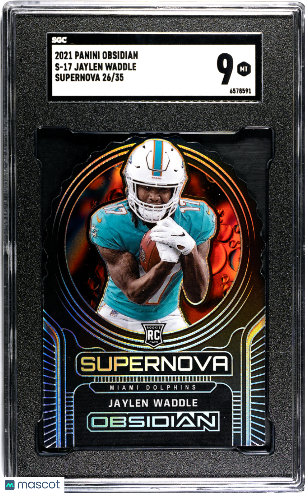 2021 Panini Obsidian Jaylen Waddle #S-17 Supernova SGC 9