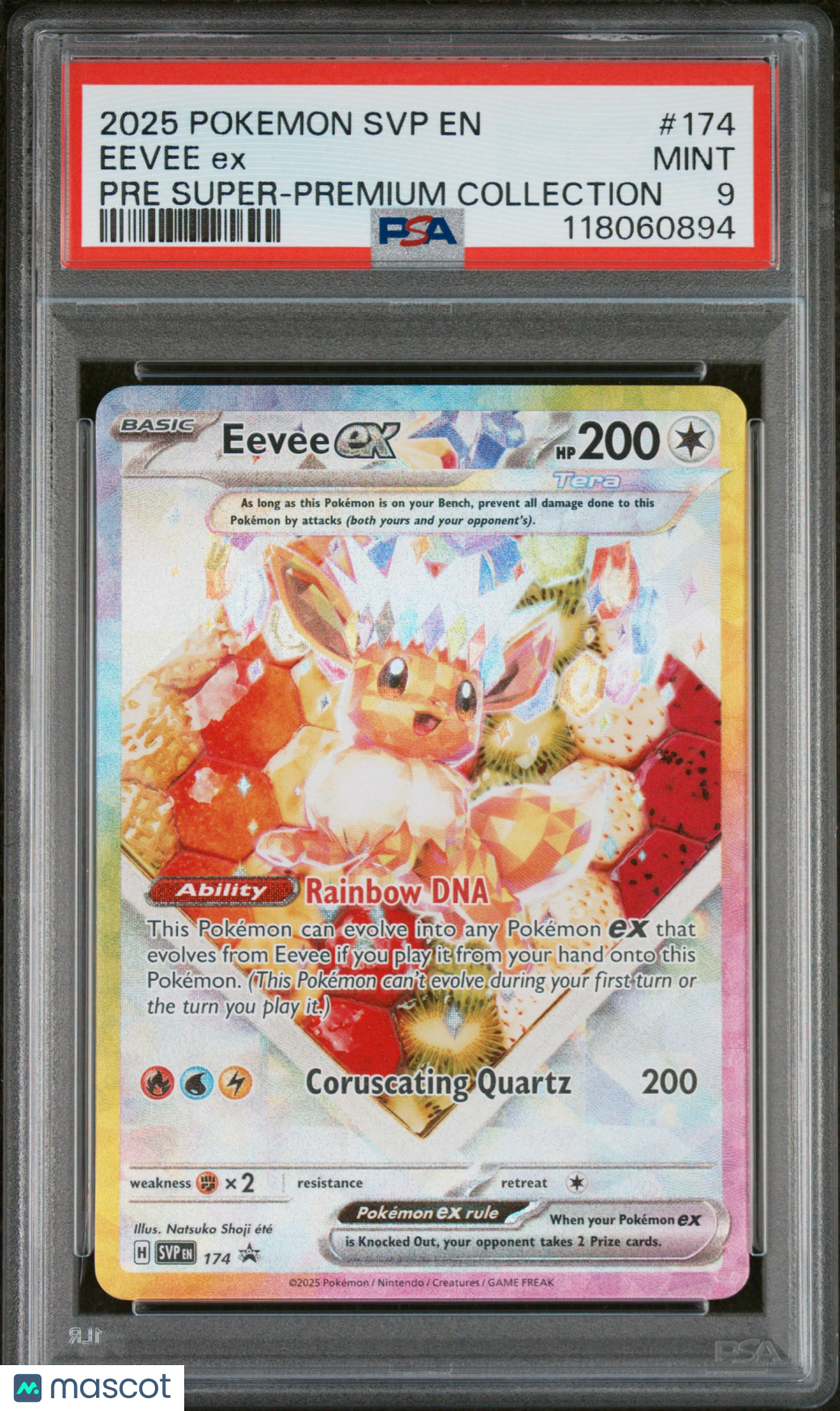 2025 Pokemon SVP EN-SV Black Star Promo Eevee EX #174 Pre Super-Premium Collection PSA 9