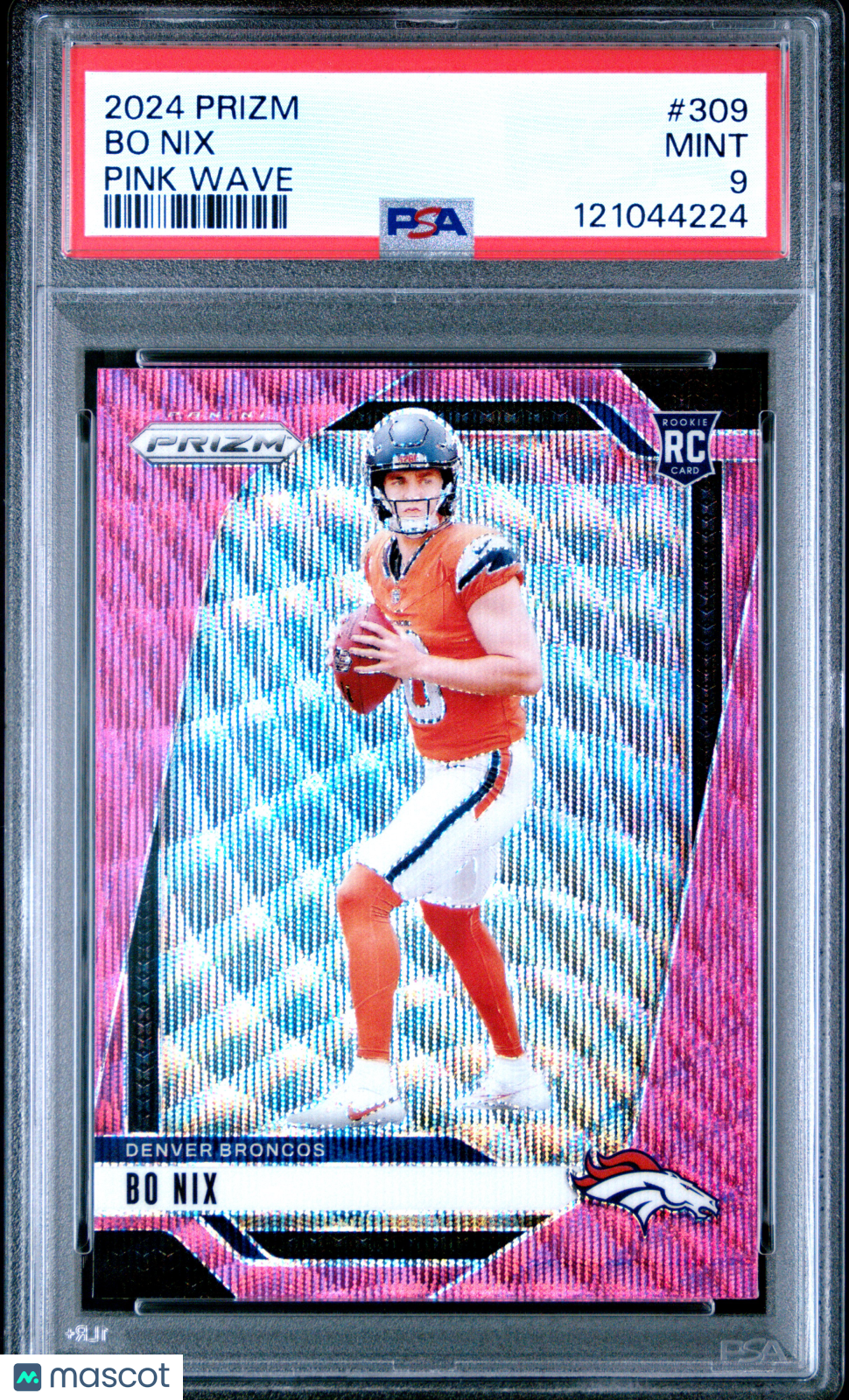 2024 Panini Prizm Football Bo Nix #309 Pink Wave PSA 9