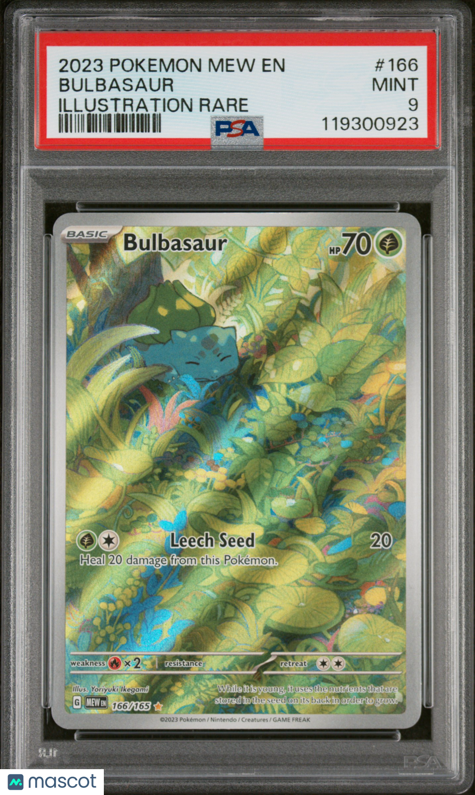2023 Pokemon Mew EN-151 Bulbasaur #166 Illustration Rare PSA 9