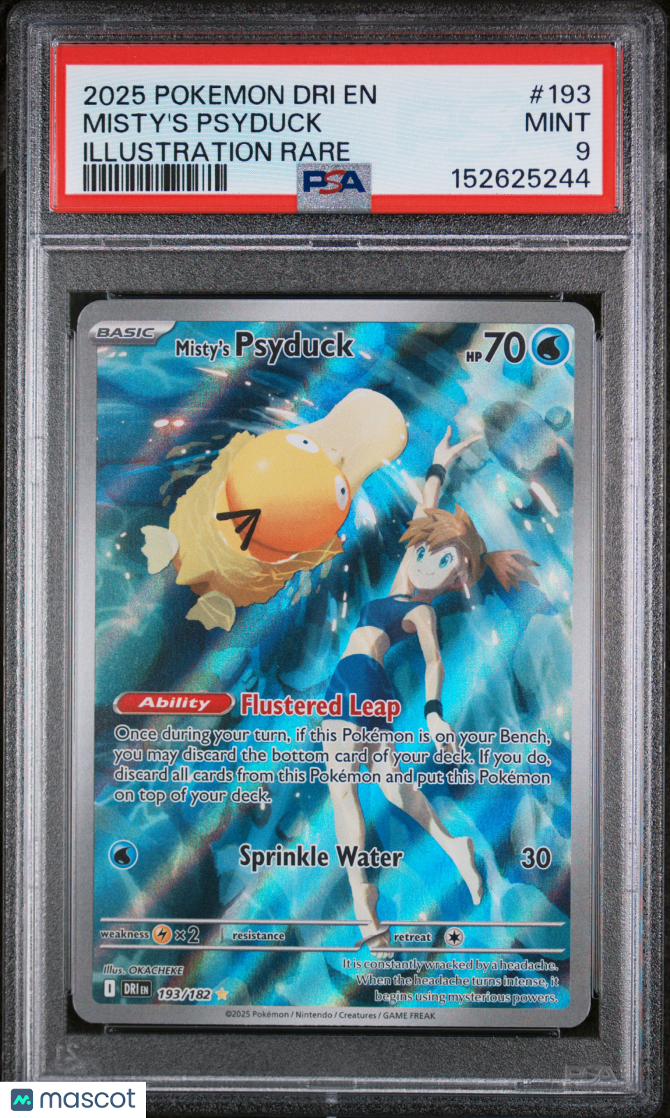 2025 Pokemon Dri EN-Destined Rivals Misty's Psyduck #193 Illustration Rare PSA 9
