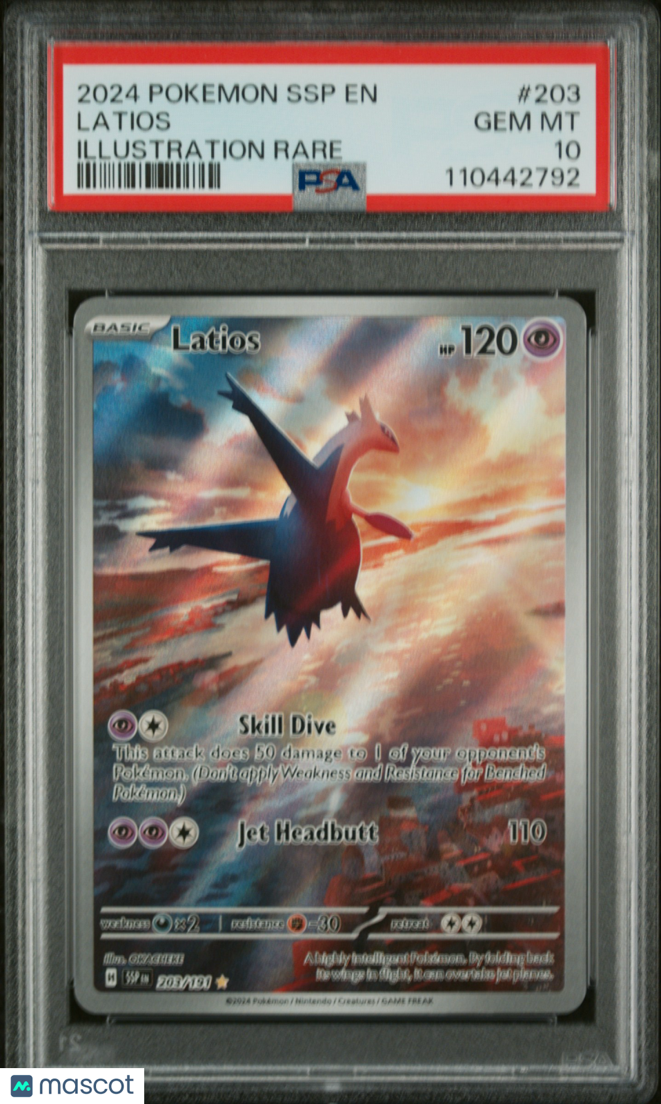2024 Pokemon SSP EN-Surging Sparks Latios #203 Illustration Rare PSA 10