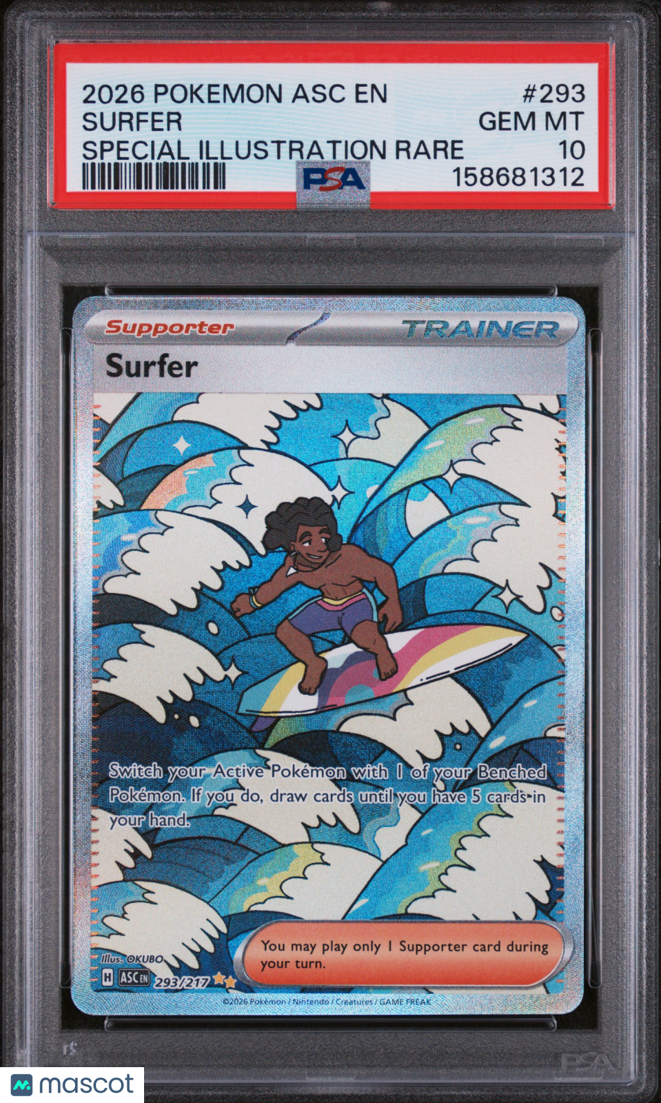 2026 Pokemon Asc EN-Ascended Heroes Surfer #293 Special Illustration Rare PSA 10