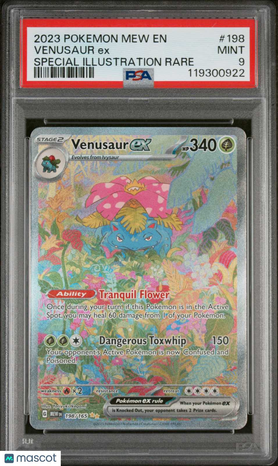 2023 Pokemon Mew EN-151 Venusaur EX #198 Special Illustration Rare PSA 9