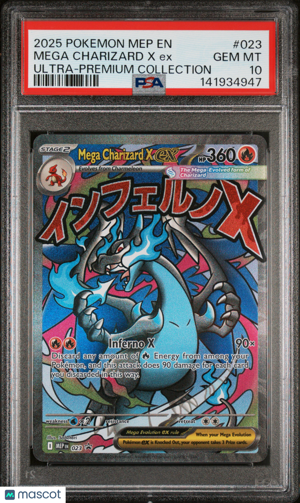 2025 Pokemon Mep EN-Me Black Star Promo Mega Charizard X EX #023 Ultra-Premium Collection PSA 10