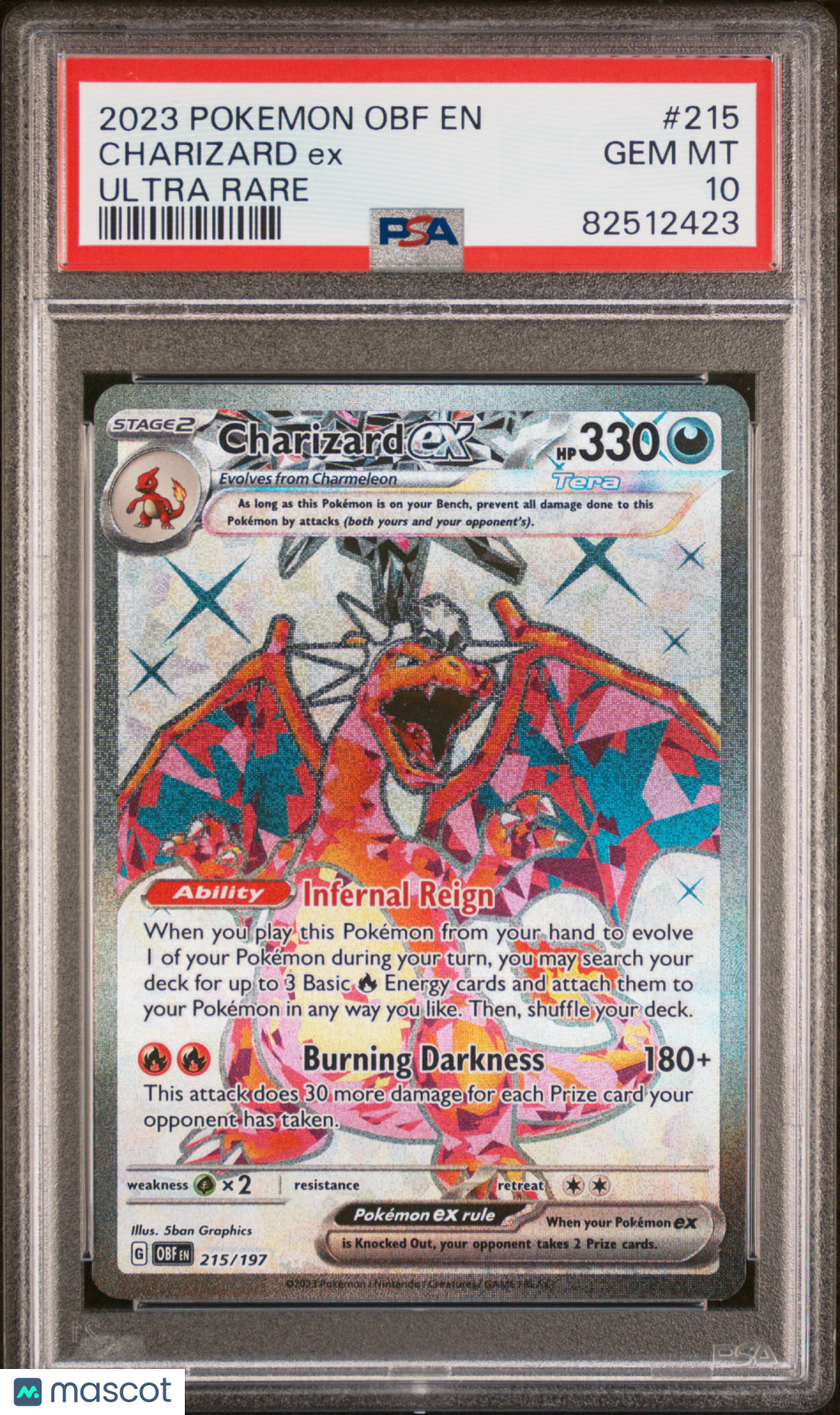 2023 Pokemon Obf EN-Obsidian Flames Charizard EX #215 Ultra Rare PSA 10