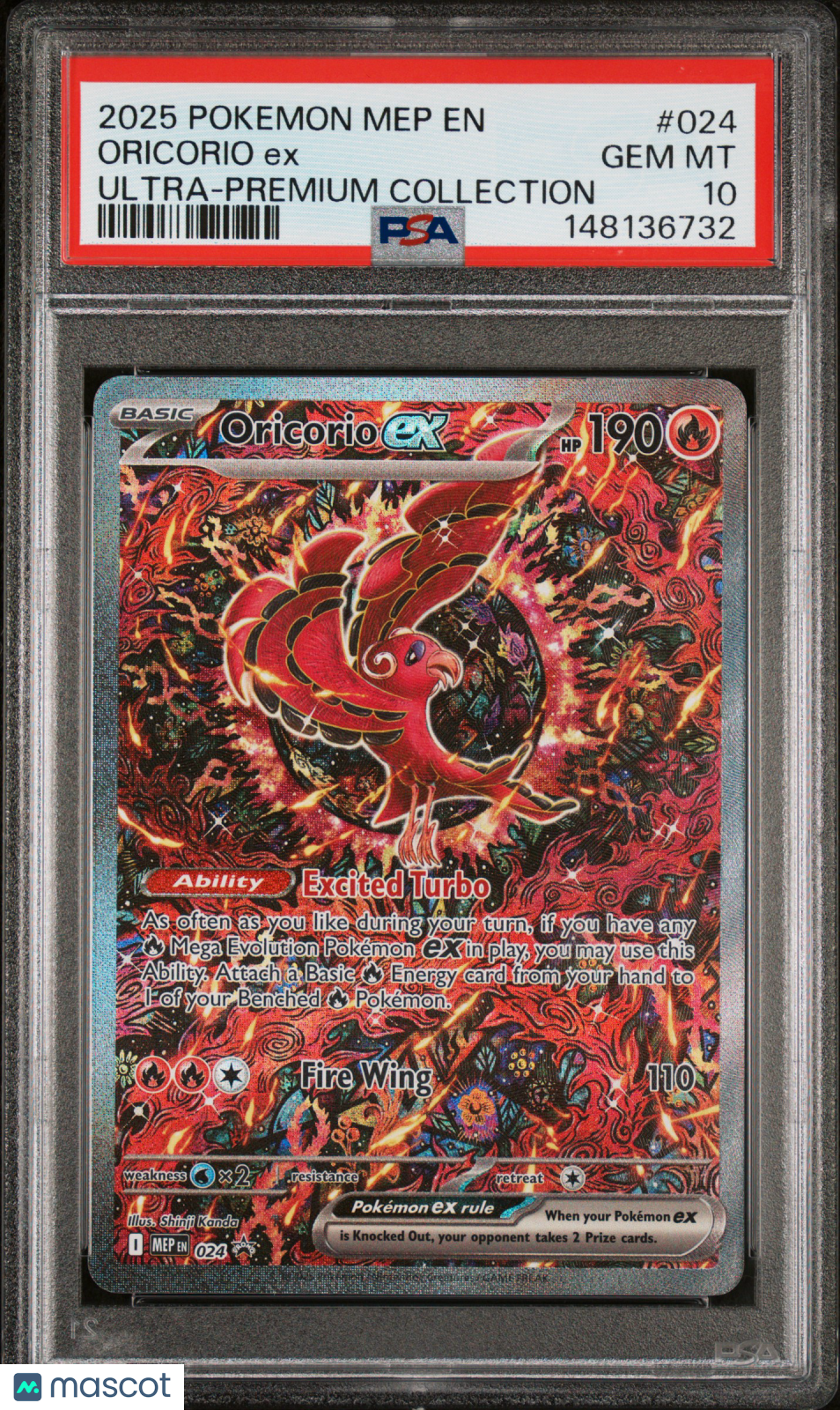 2025 Pokemon Mep EN-Me Black Star Promo Oricorio EX #024 Ultra-Premium Collection PSA 10
