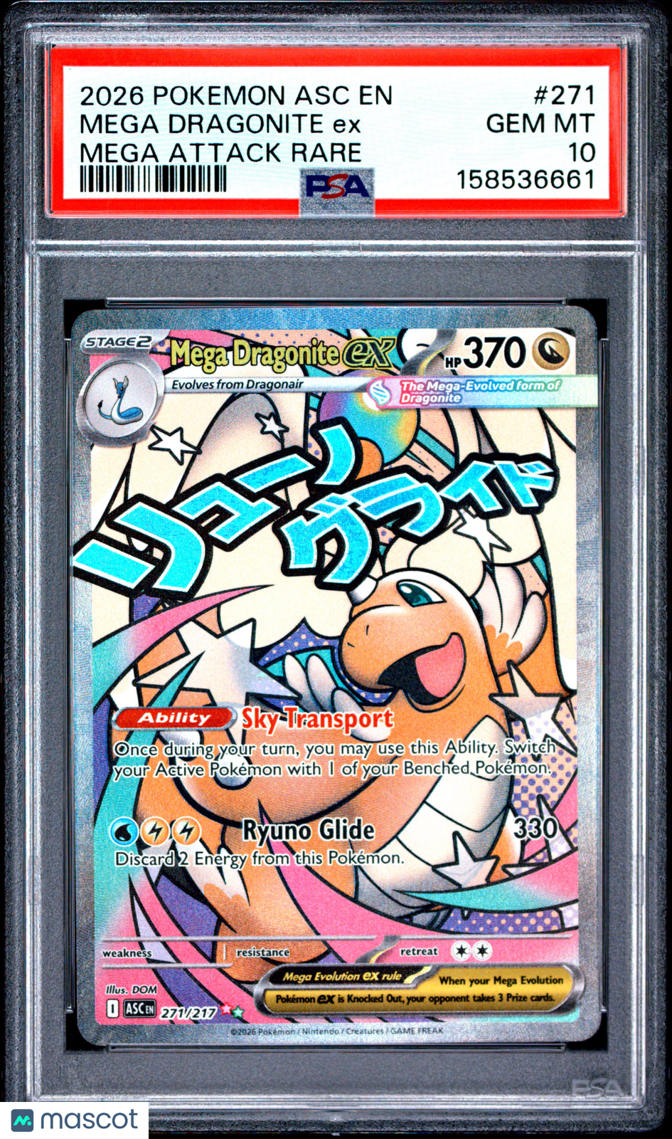 2026 Pokemon Asc EN-Ascended Heroes Mega Dragonite EX #271 Mega Attack Rare PSA 10