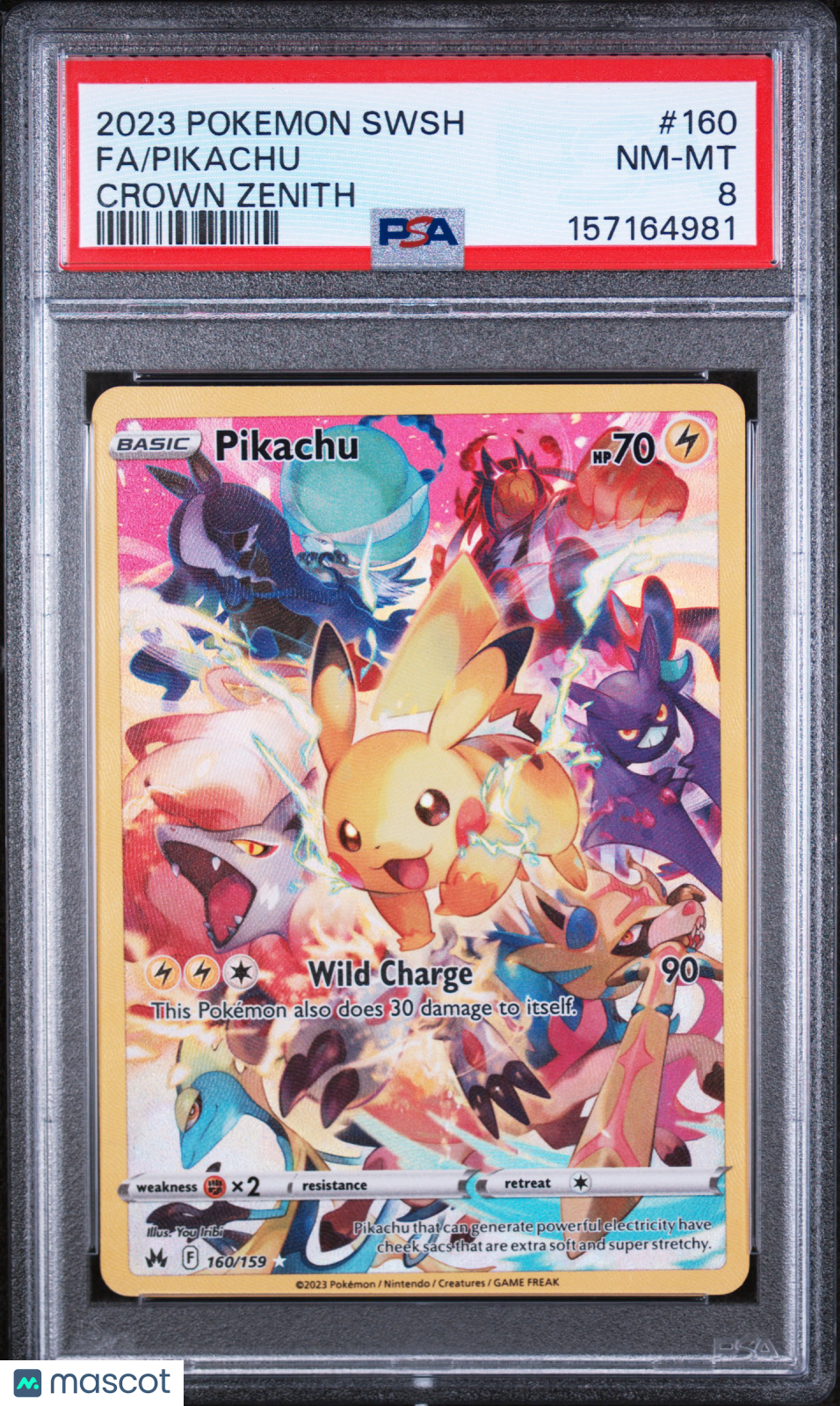 2023 Pokemon Sword And Shield Crown Zenith Pikachu #160 Crown Zenith Fa PSA 8
