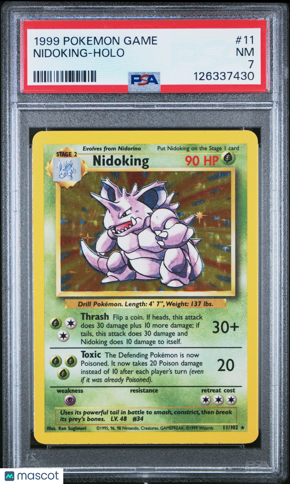 1999 Pokemon Game Nidoking #11 PSA 7