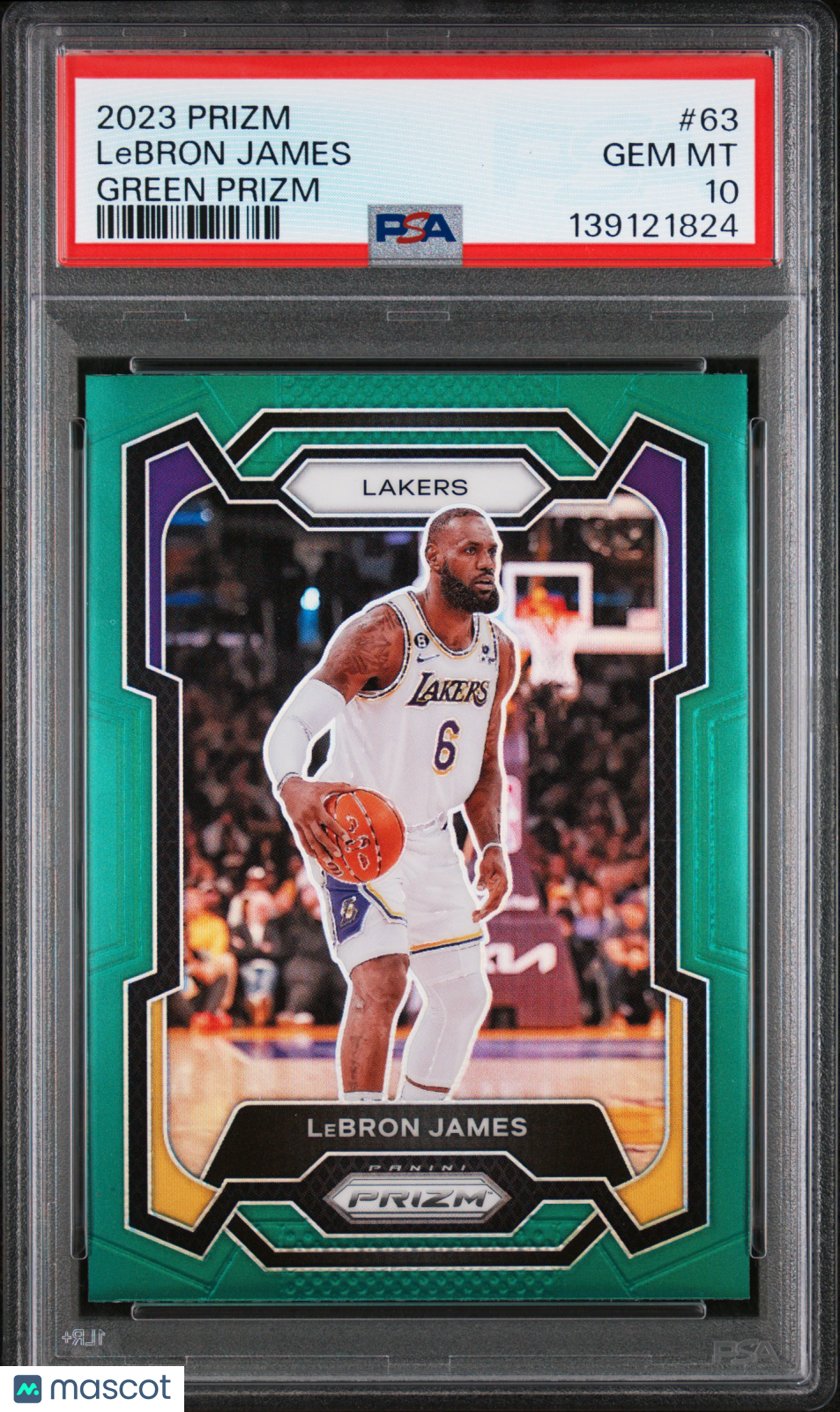 2023 Panini Prizm Basketball LeBron James #63 Green PSA 10