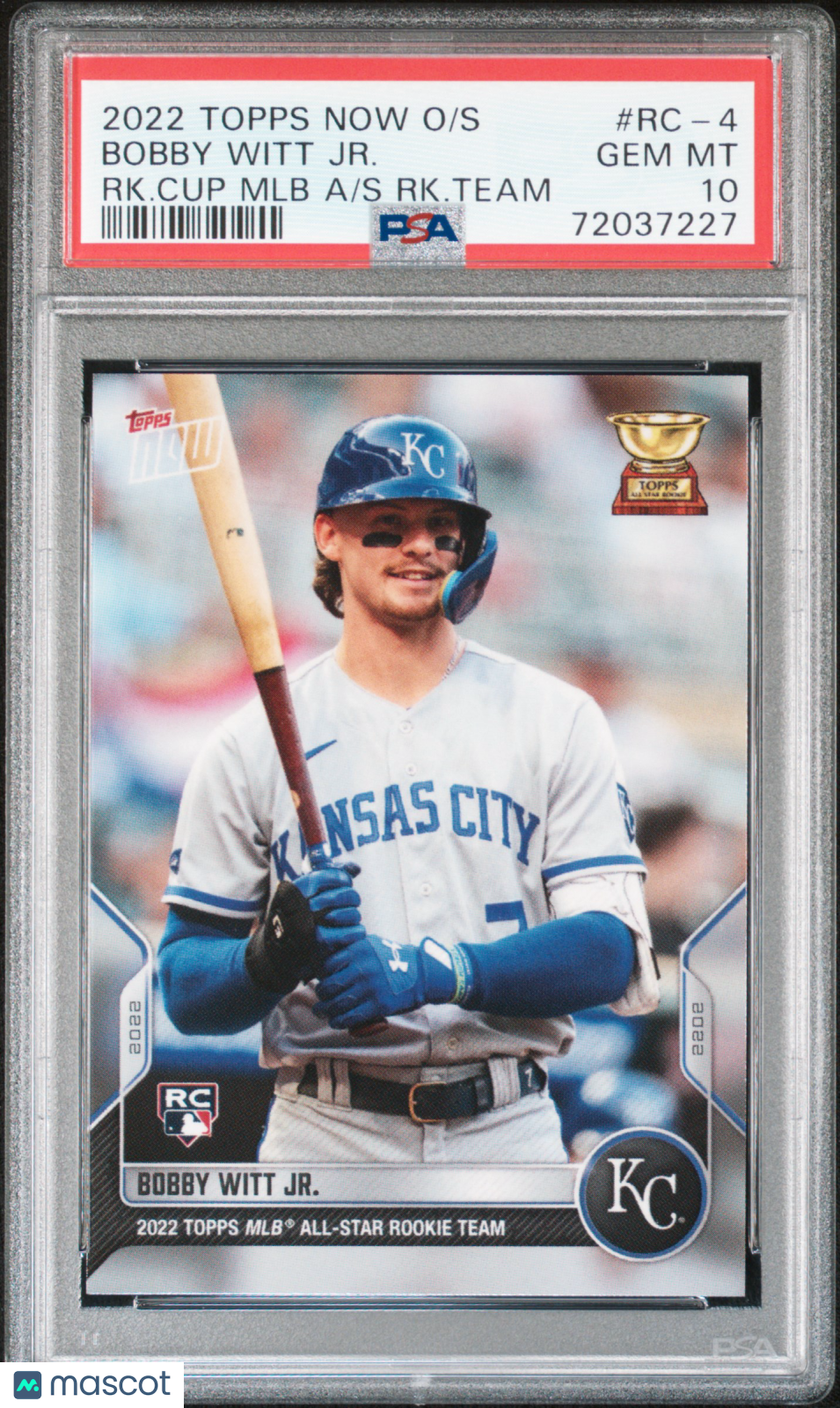 2022 Topps Now Offseason Rookie Cup MLB All-Star Rookie Team Bobby Witt JR. #RC-4 RK. Cup RK. Team PSA 10