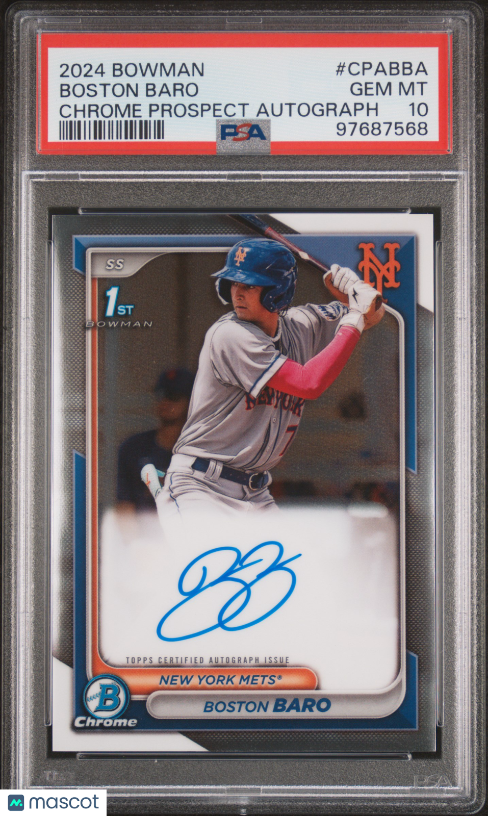 2024 Bowman Chrome Prospect Autographs Boston Baro #CPABBA PSA 10