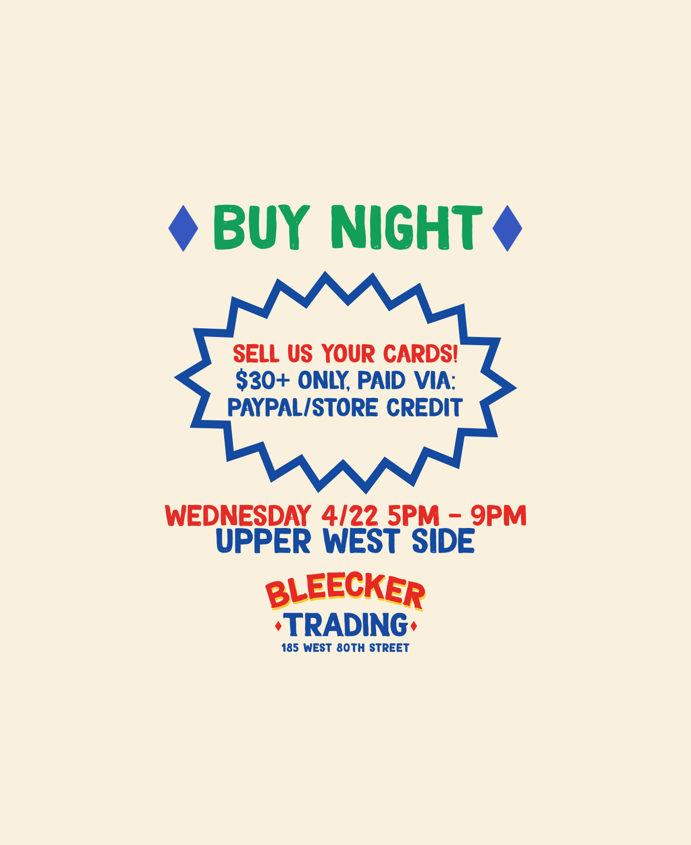 Buy Night (UWS) | April 22nd 5 PM - 9 PM