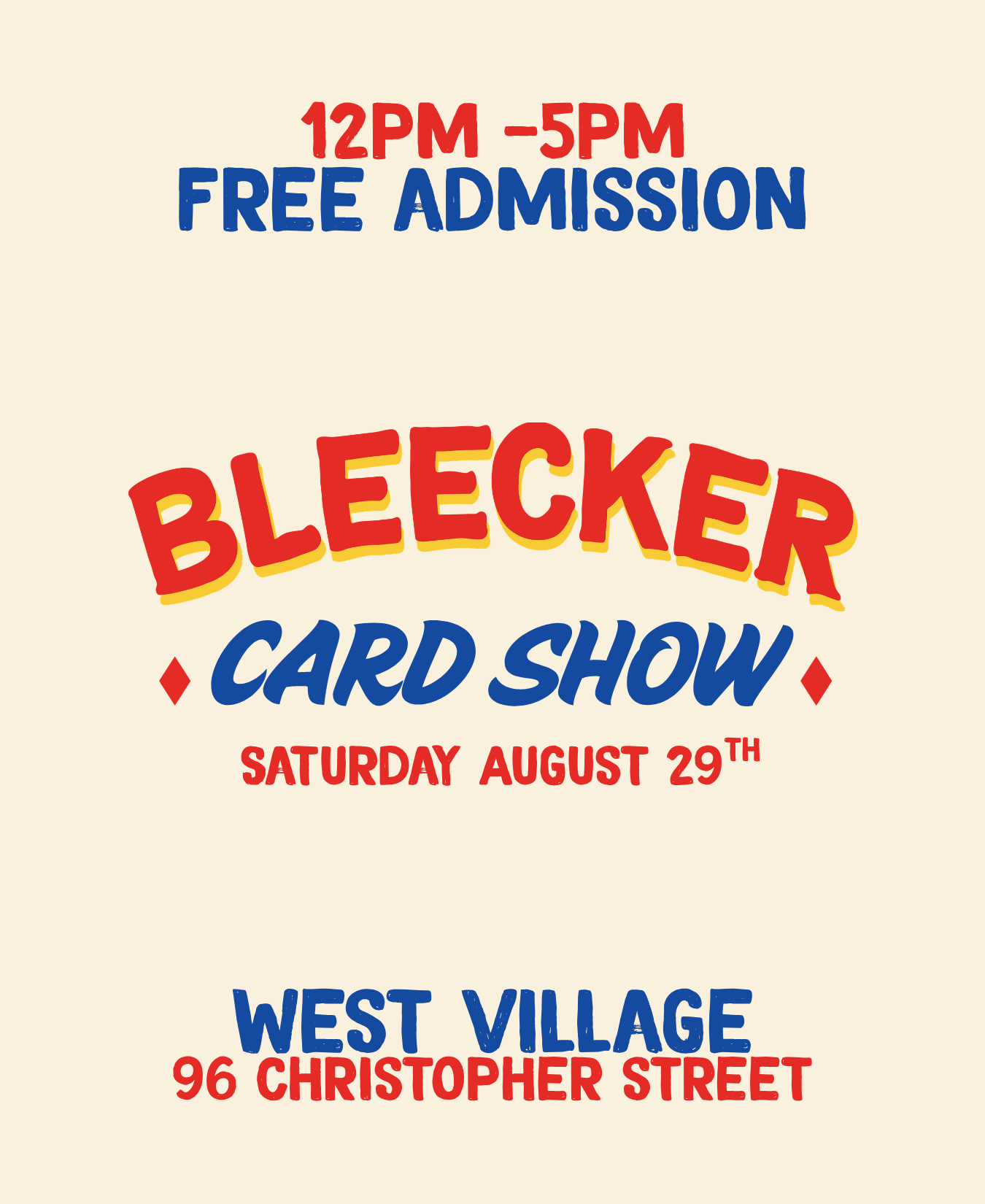 Bleecker Card Show (WV) | August 29th 12 PM - 5 PM