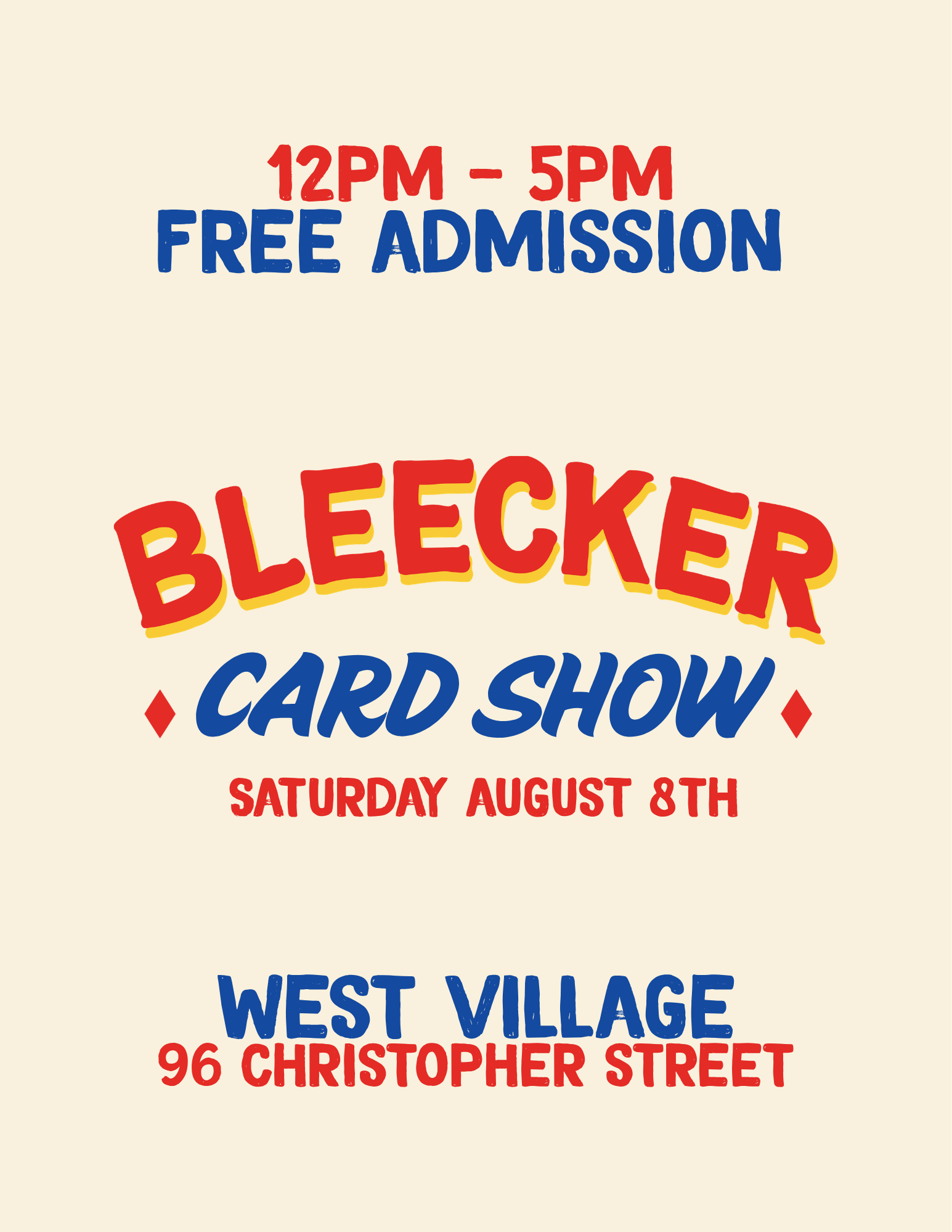 Bleecker Card Show (WV) | August 8th 12 PM - 5 PM