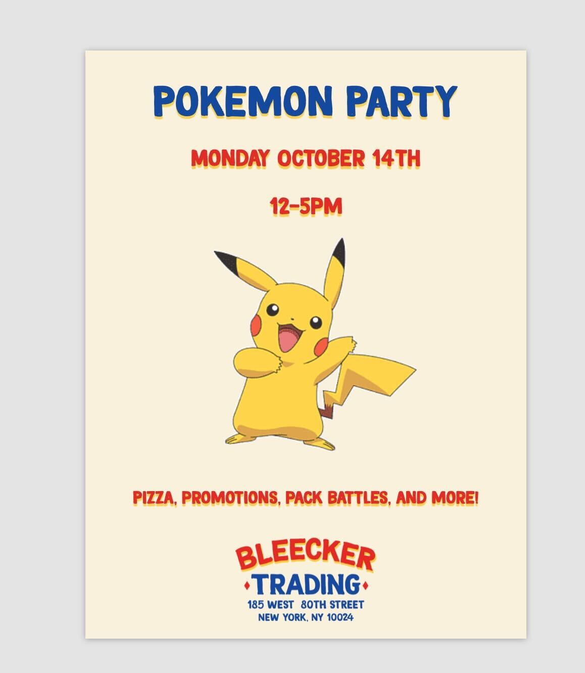 Pokemon Party | October 14th Noon-5pm