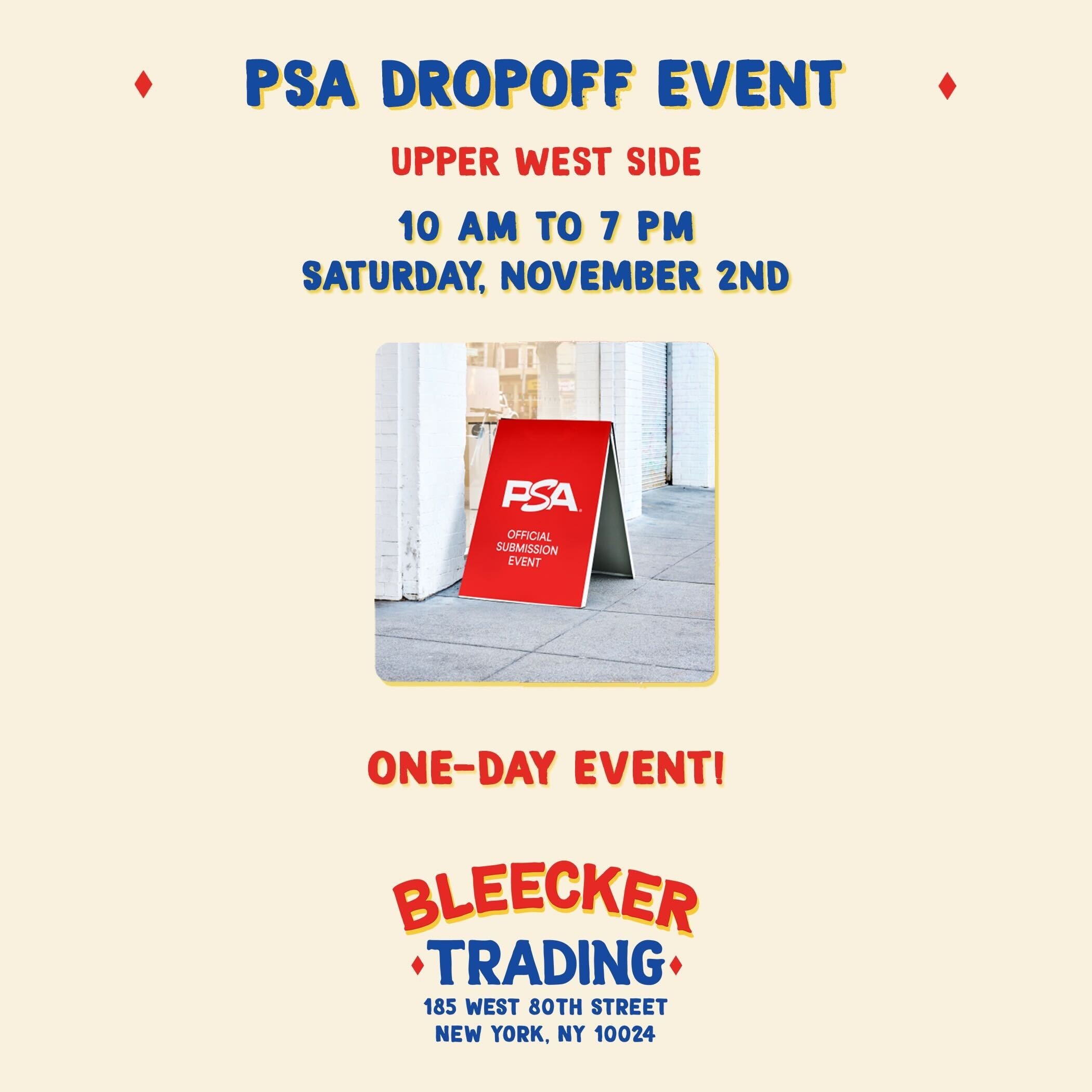 PSA 11/2 DROPOFF EVENT | NOVEMBER 2ND 10 AM-7 PM