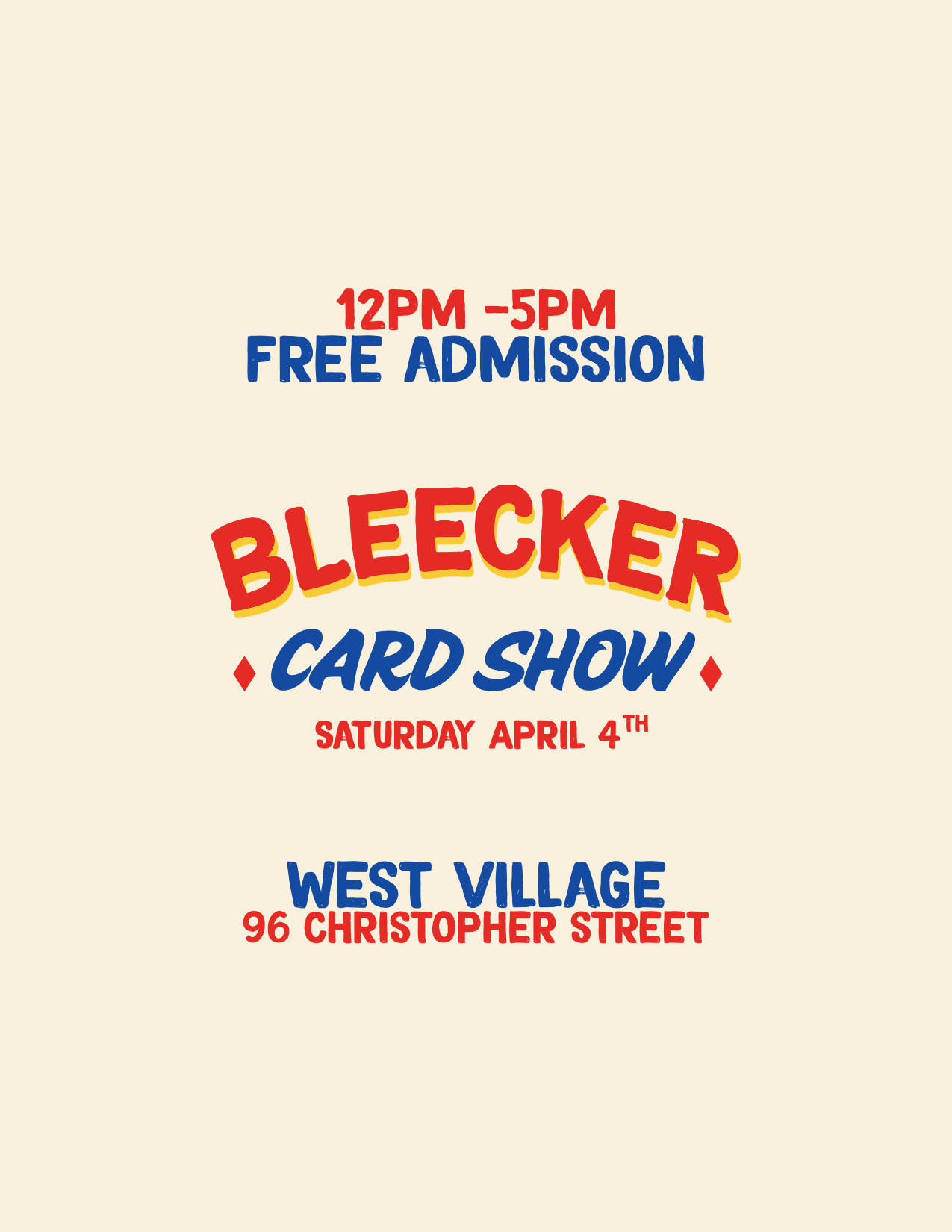 Bleecker Card Show (WV) | April 4th 12 PM - 5 PM