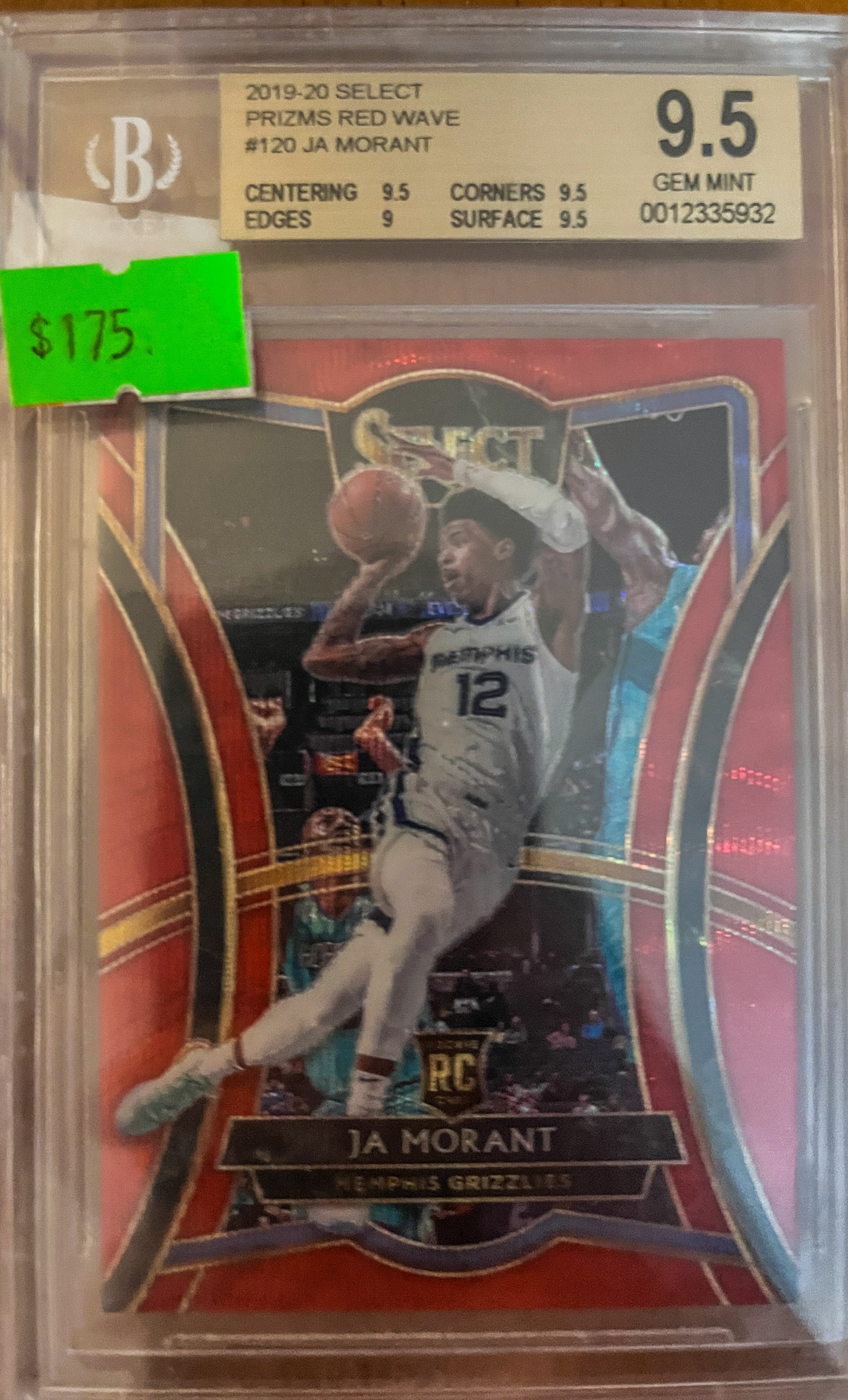 2019-20 Select Prizms Red Wave Ja Morant #120 BGS 9.5