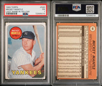 1969 Topps Mickey Mantle Last Name In Yellow New York Yankees Card #500 PSA  2