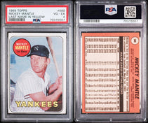 1969 Topps Mickey Mantle Last Name In Yellow New York Yankees Card #500 PSA  2