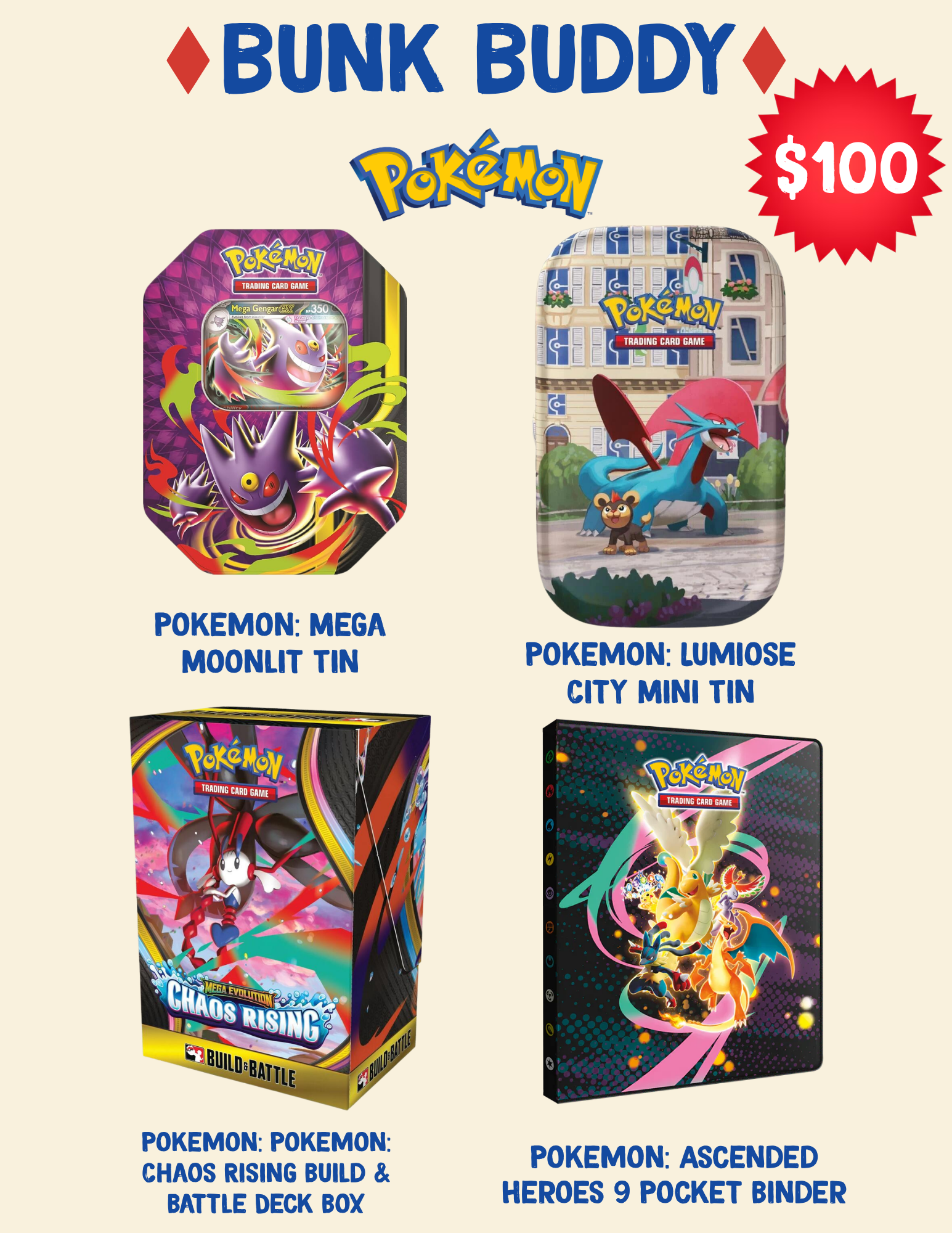 Bleecker Trading Summer Bunk Buddy Pokemon Bundle