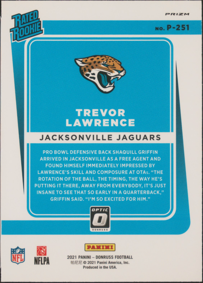 2021 Donruss Optic Trevor Lawrence Red Prev. **YG**